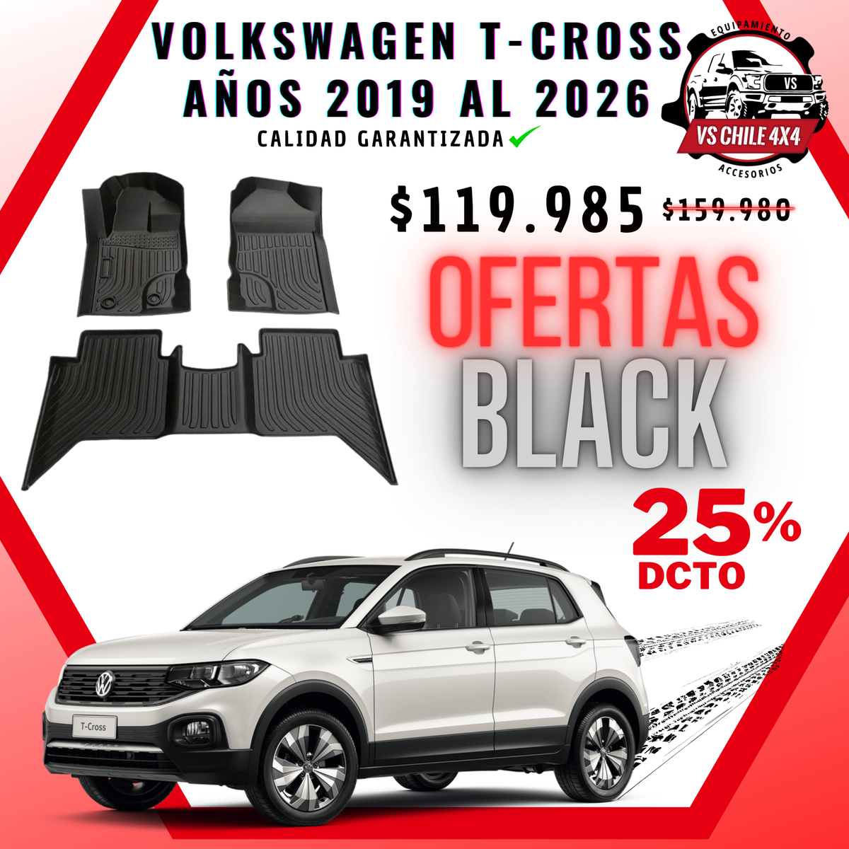 Pisos Calce Perfecto Volkswagen T-Cross (2019 - 2026)
