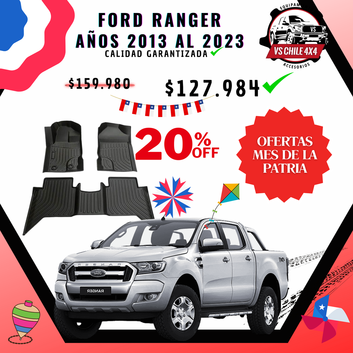 Pisos Calce Perfecto Ford Ranger años 2013 al 2023