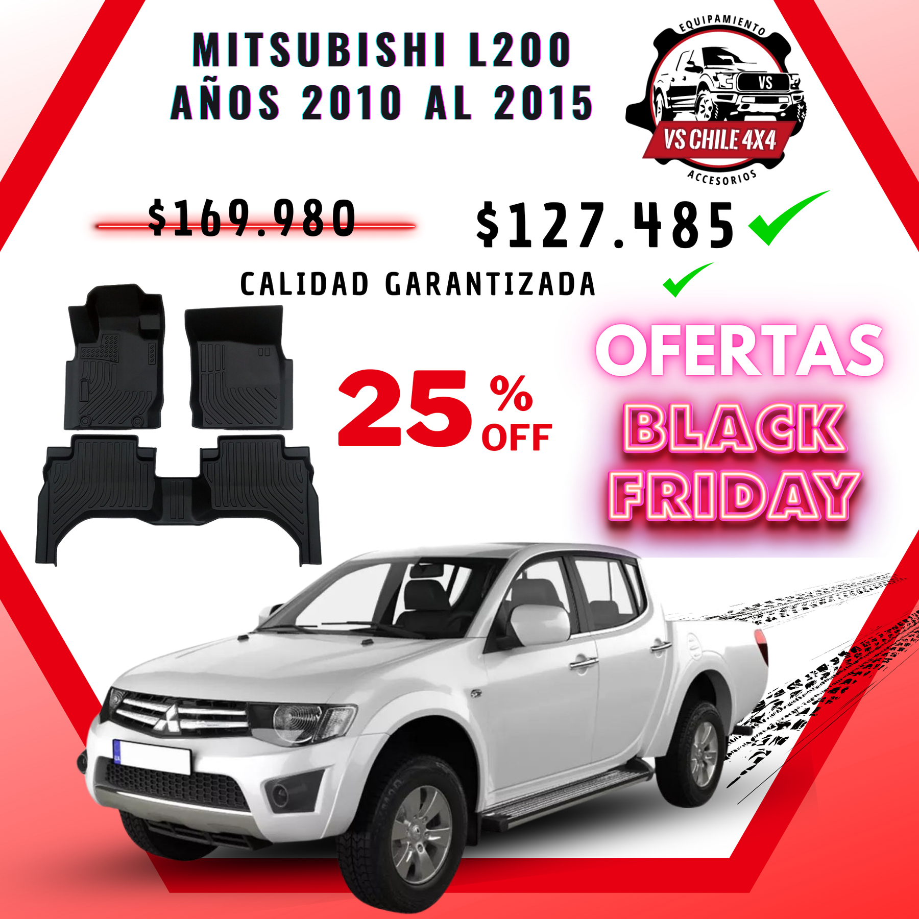 Pisos Calce Perfecto Mitsubishi L200 años 2010 al 2015