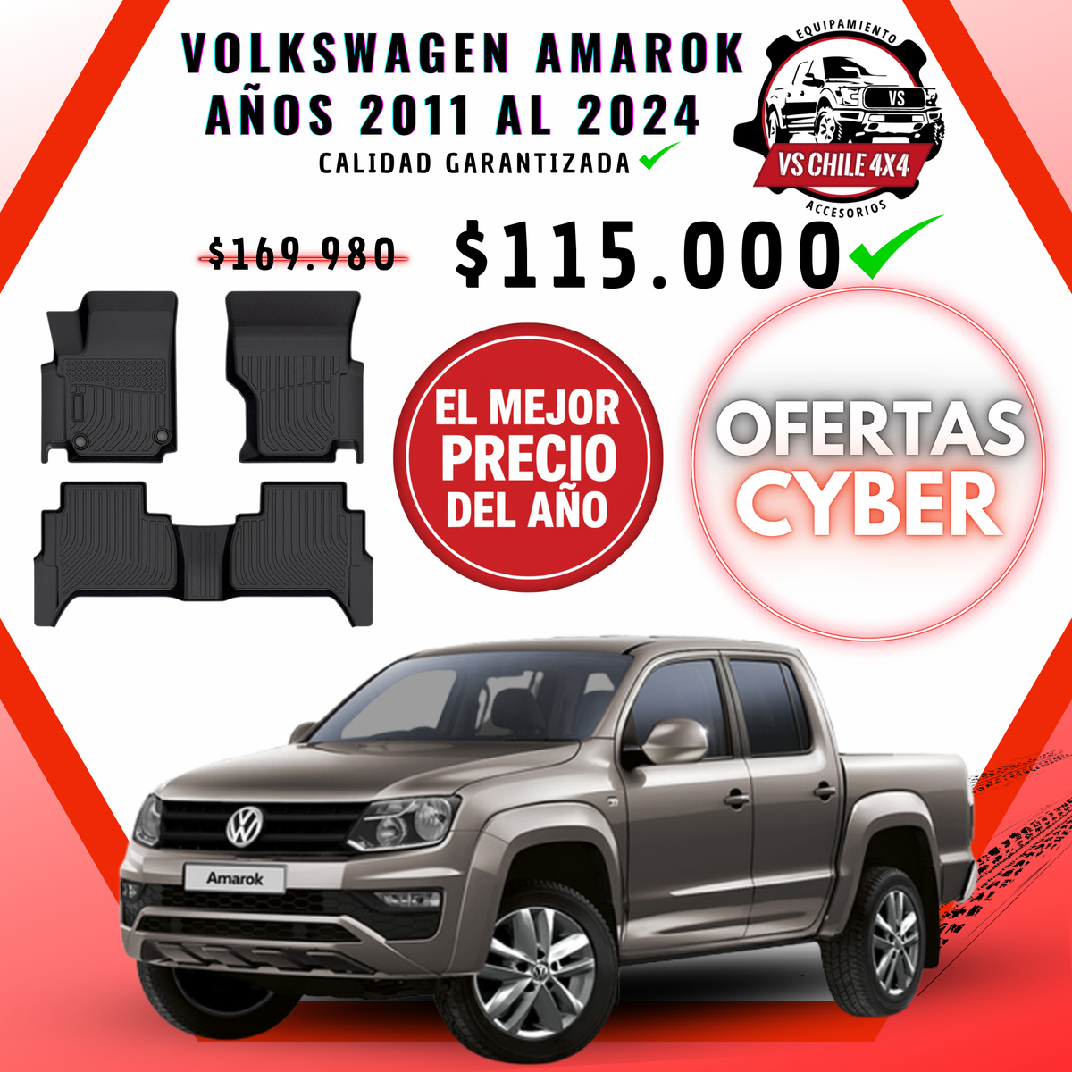 Pisos Calce Perfecto Volkswagen Amarok años 2011 al 2024