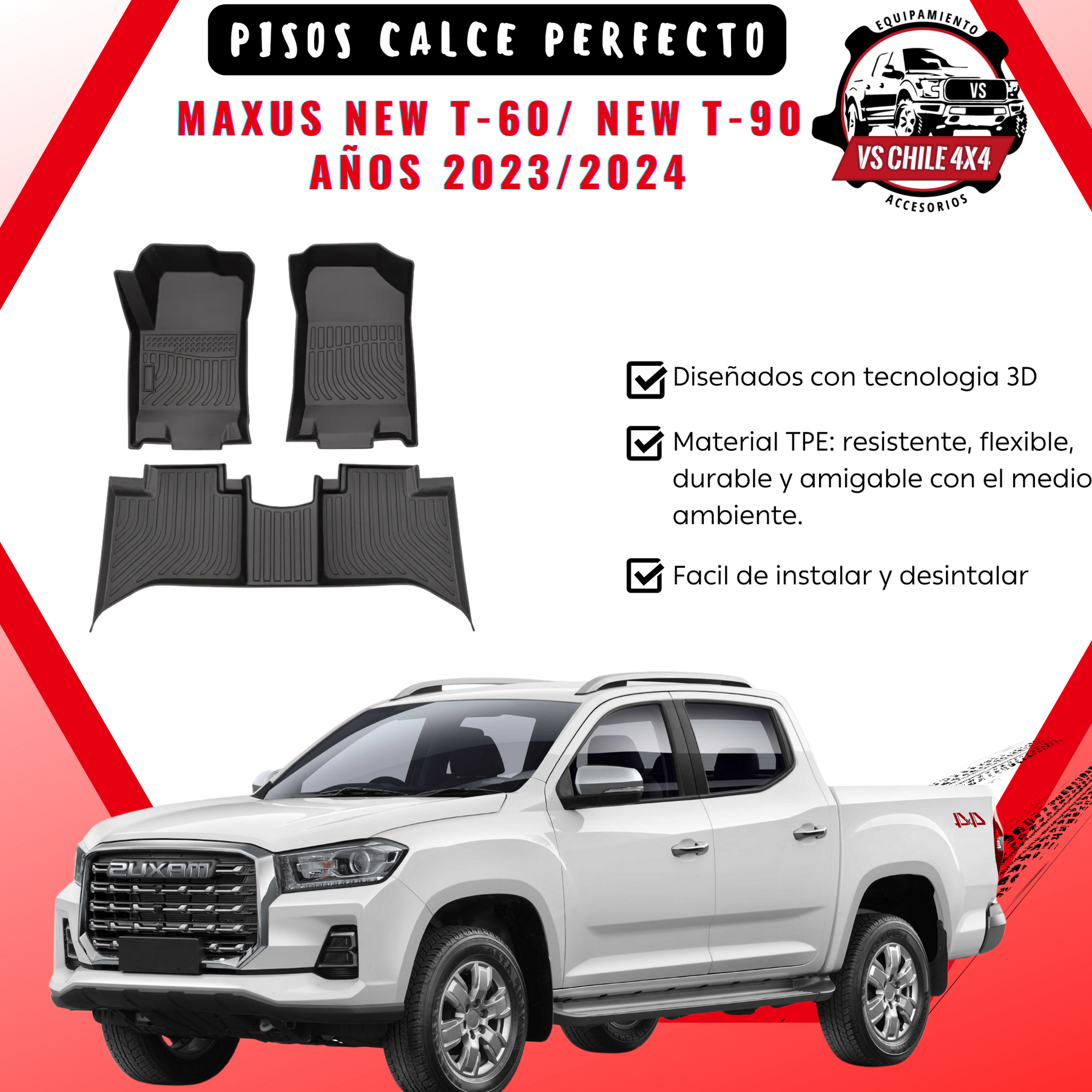 Pisos Calce Perfecto Maxus New T60/ New T90 Años 2023 Al 2024