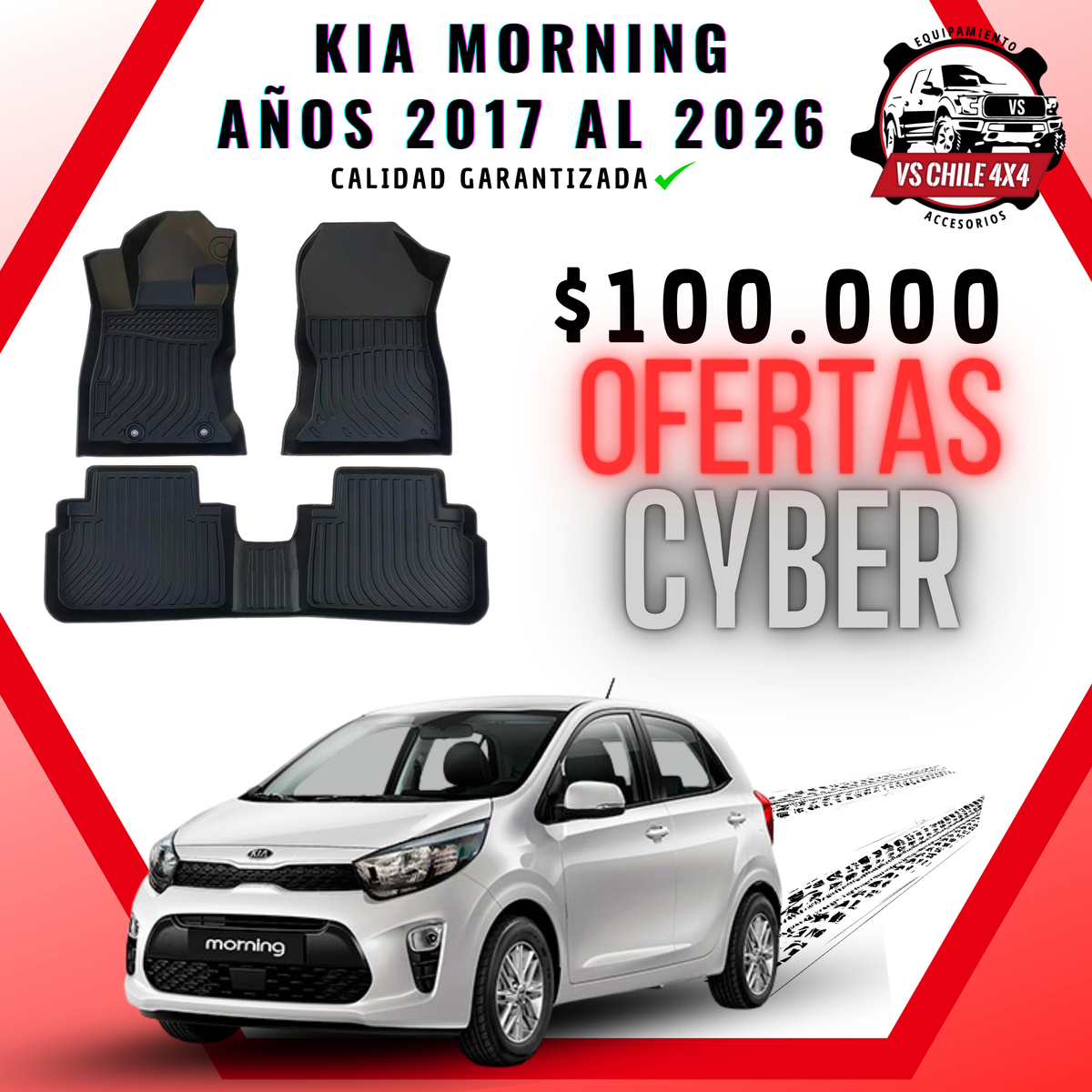 Pisos Calce Perfecto KIA Morning años 2017 al 2026