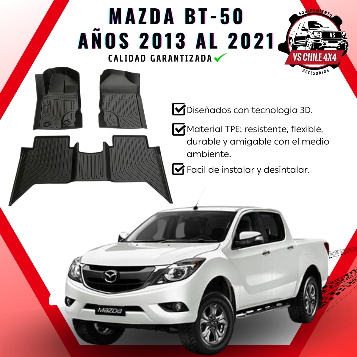 Pisos Calce Perfecto Mazda BT-50 años 2013 al 2021