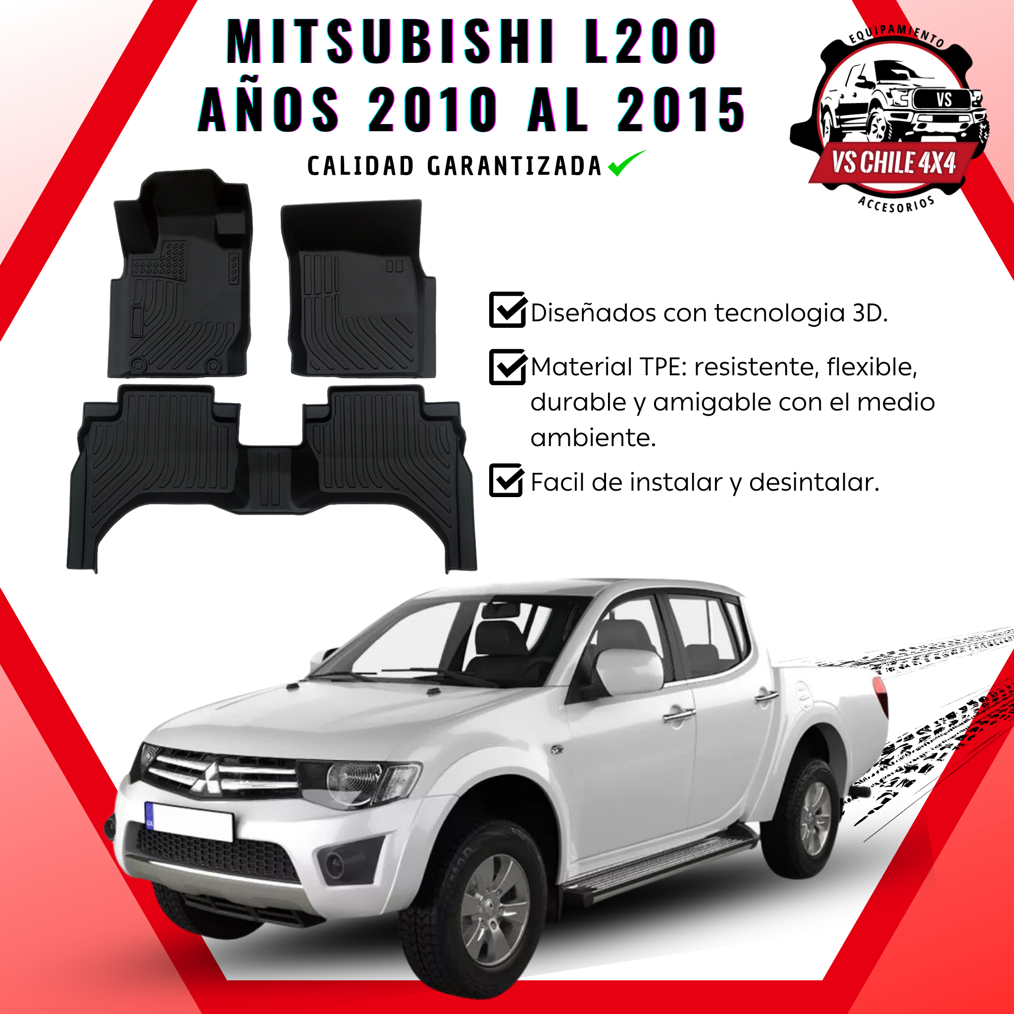 Pisos Calce Perfecto Mitsubishi L200 años 2010 al 2015