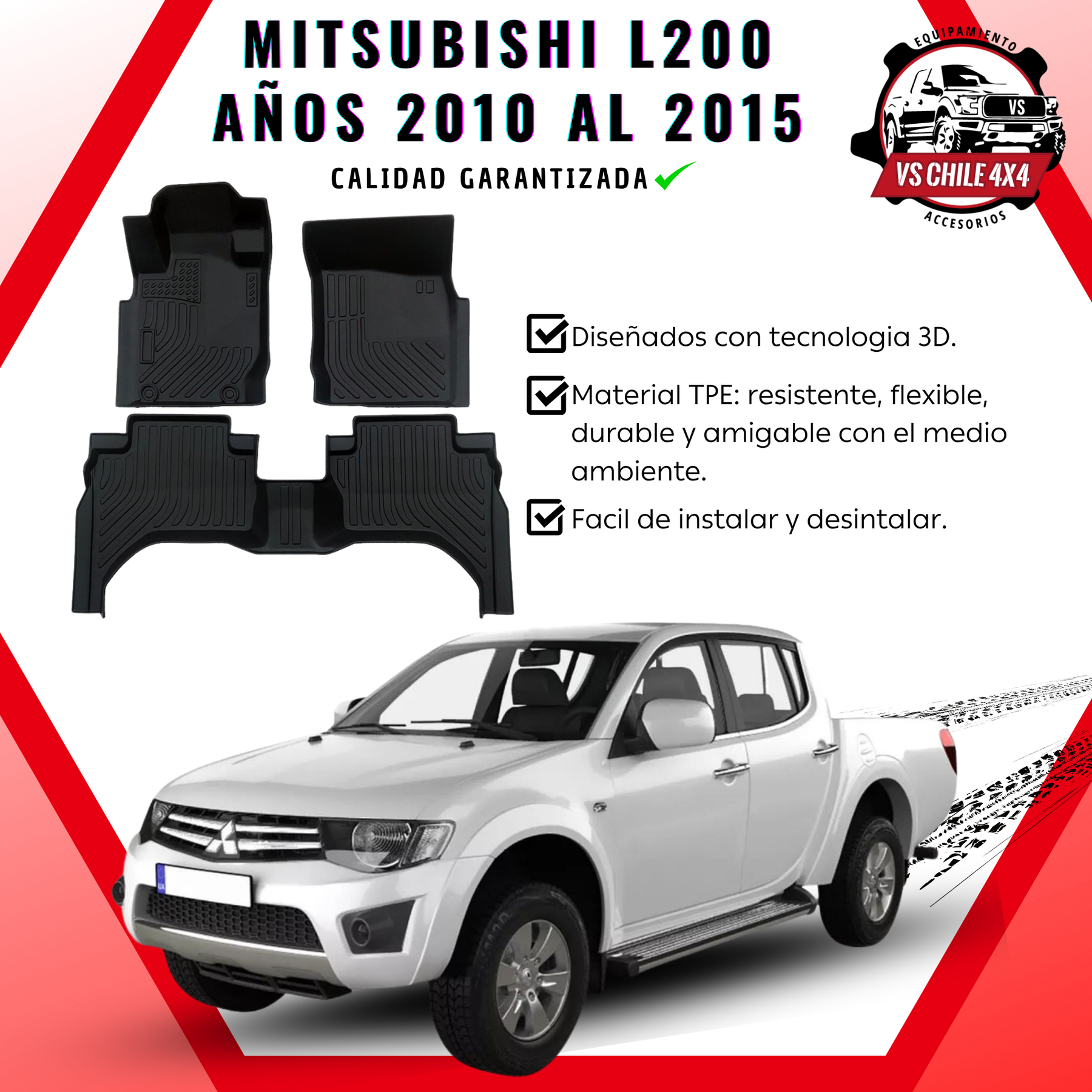 Pisos Calce Perfecto Mitsubishi L200 años 2010 al 2015