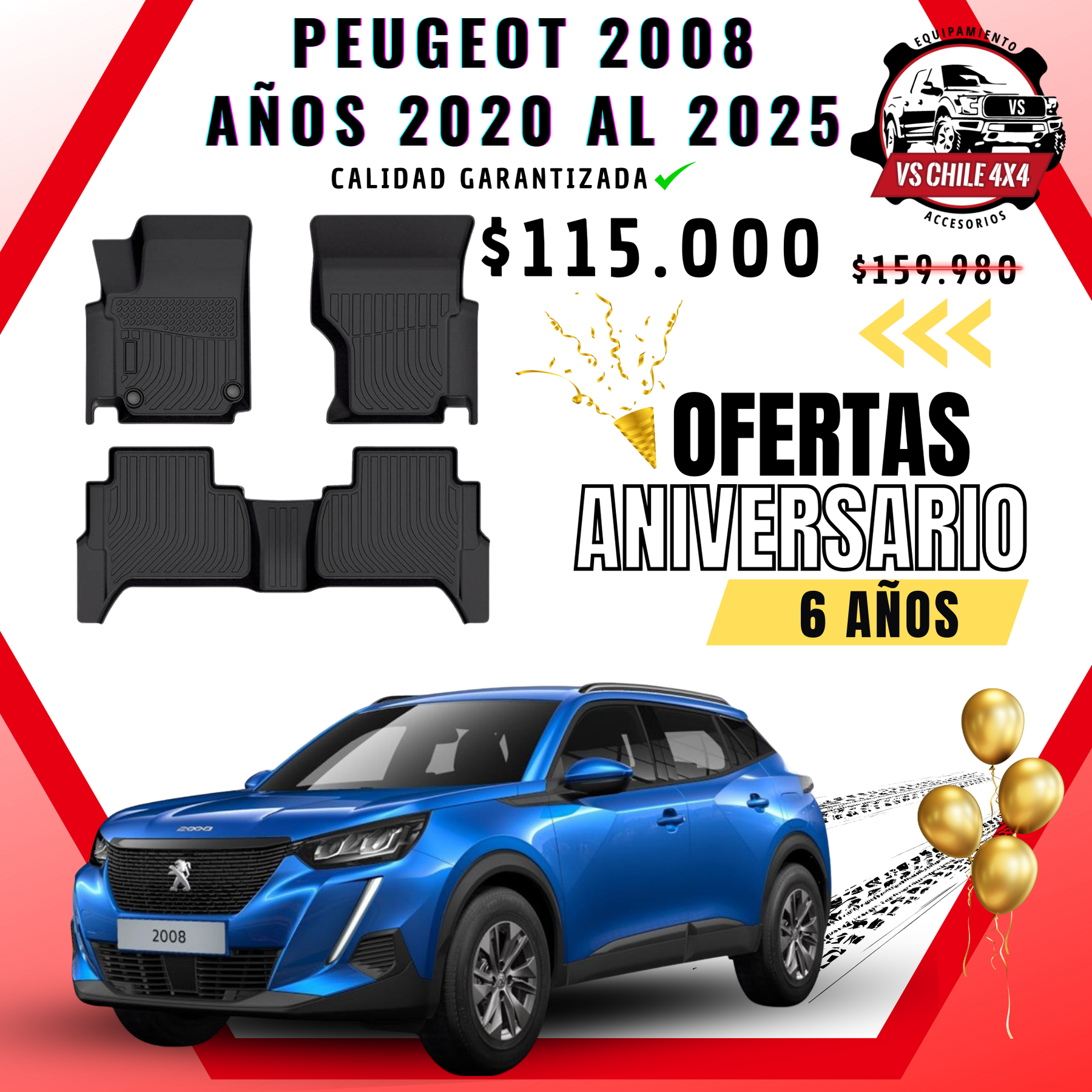 Pisos Calce Perfecto PEUGEOT 2008 años 2020 al 2025