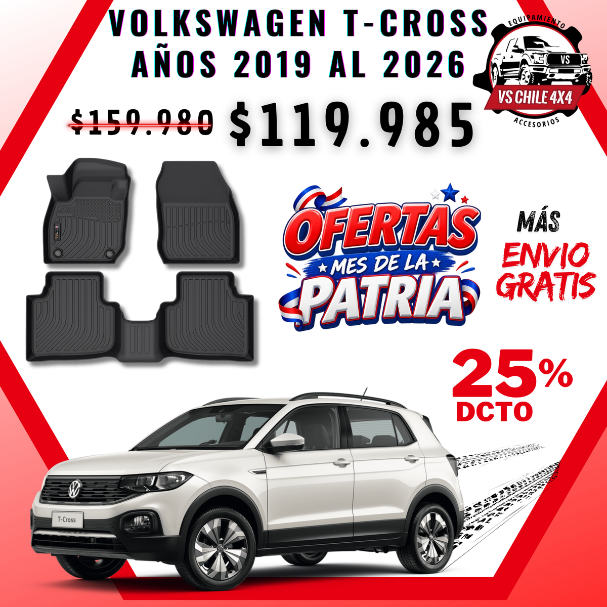Pisos Calce Perfecto Volkswagen T-Cross (2019 - 2026)