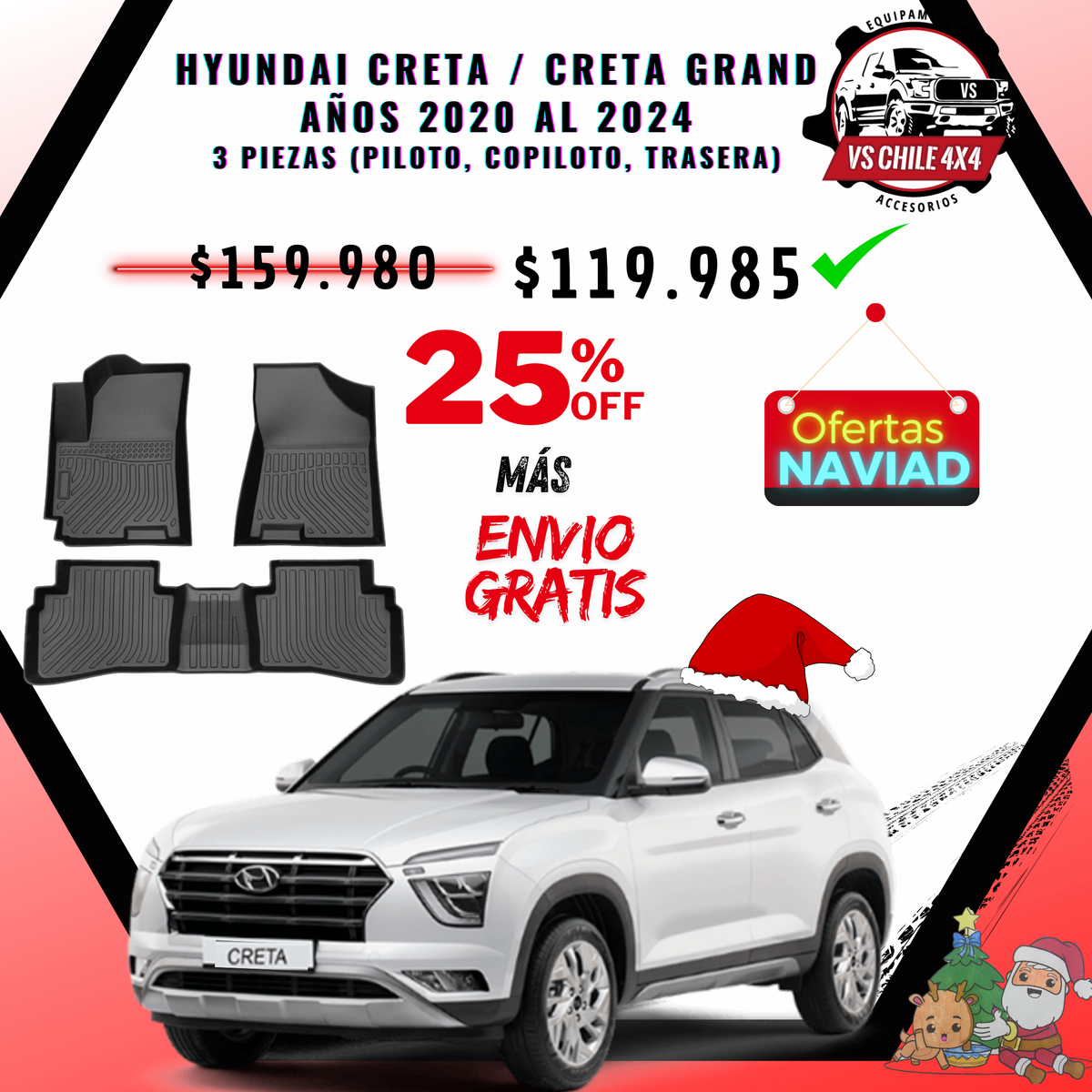 Pisos Calce Perfecto HYUNDAI CRETA / CRETA GRAND años 2020 al 2024