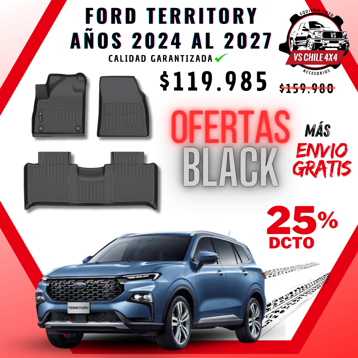 Pisos Calce Perfecto Ford Territory AÑOS 2024 AL 2027