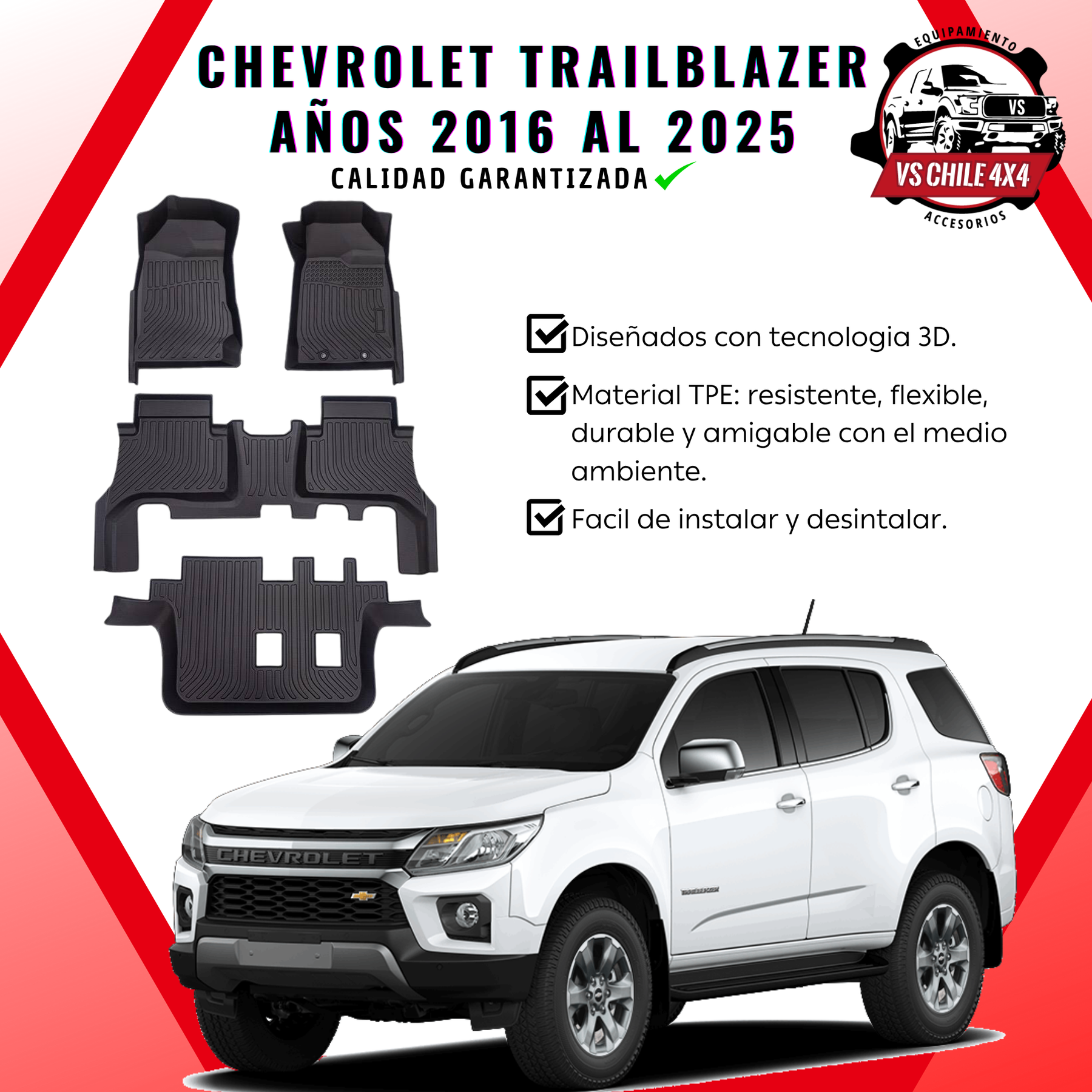 Pisos Calce Perfecto CHEVROLET TRAILBLAZER años 2016 al 2025