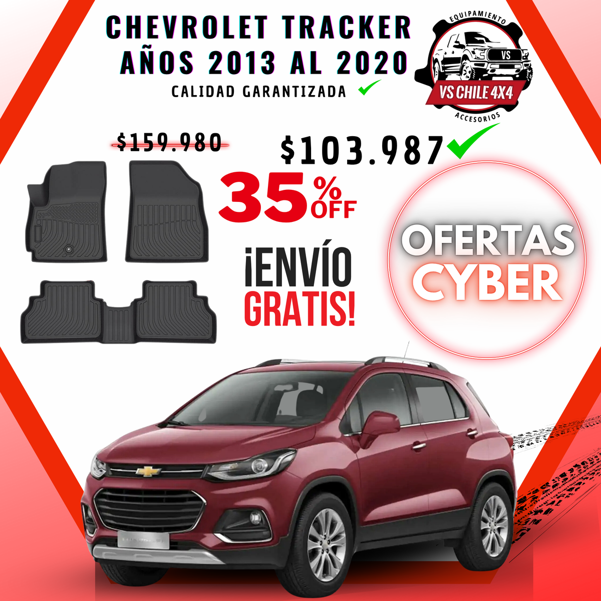 Pisos Calce Perfecto Chevrolet Tracker años 2013 al 2020