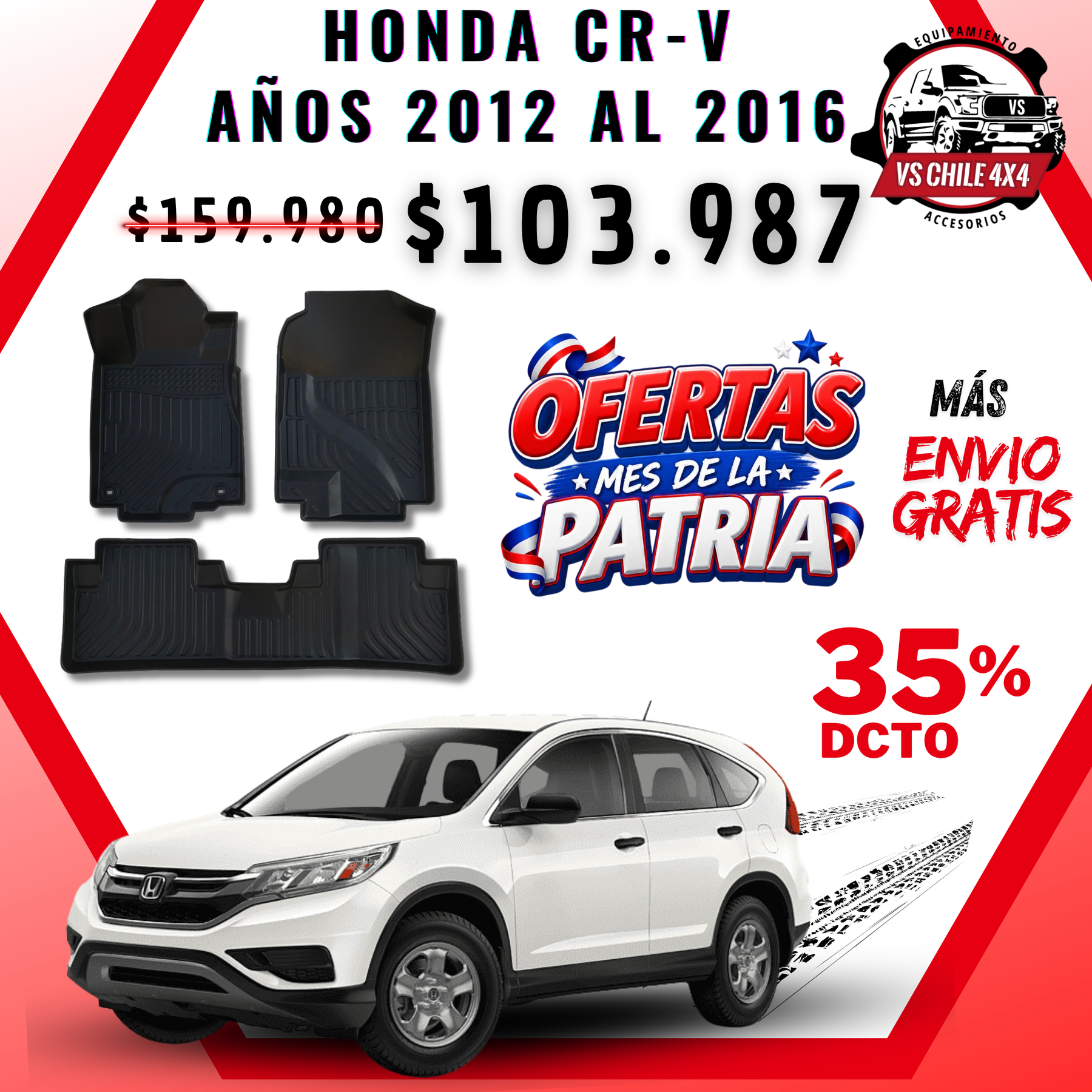 Pisos Calce Perfecto HONDA CRV CR-V años 2012 al 2016