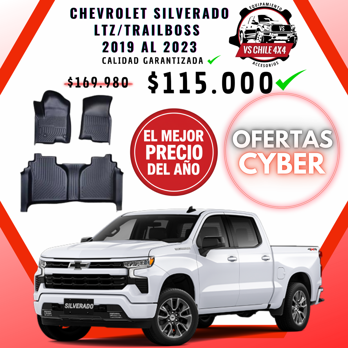 Pisos Calce Perfecto Chevrolet Silverado LTZ/TRAILBOSS 2019 al 2023