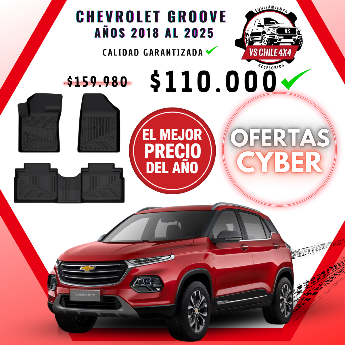 Pisos Calce Perfecto Chevrolet Groove años 2017 al 2025