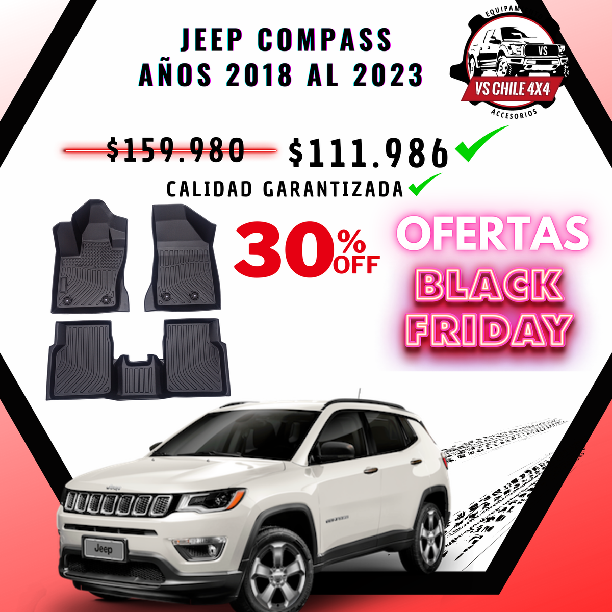 Pisos Calce Perfecto Jeep Compass años 2018 al 2023