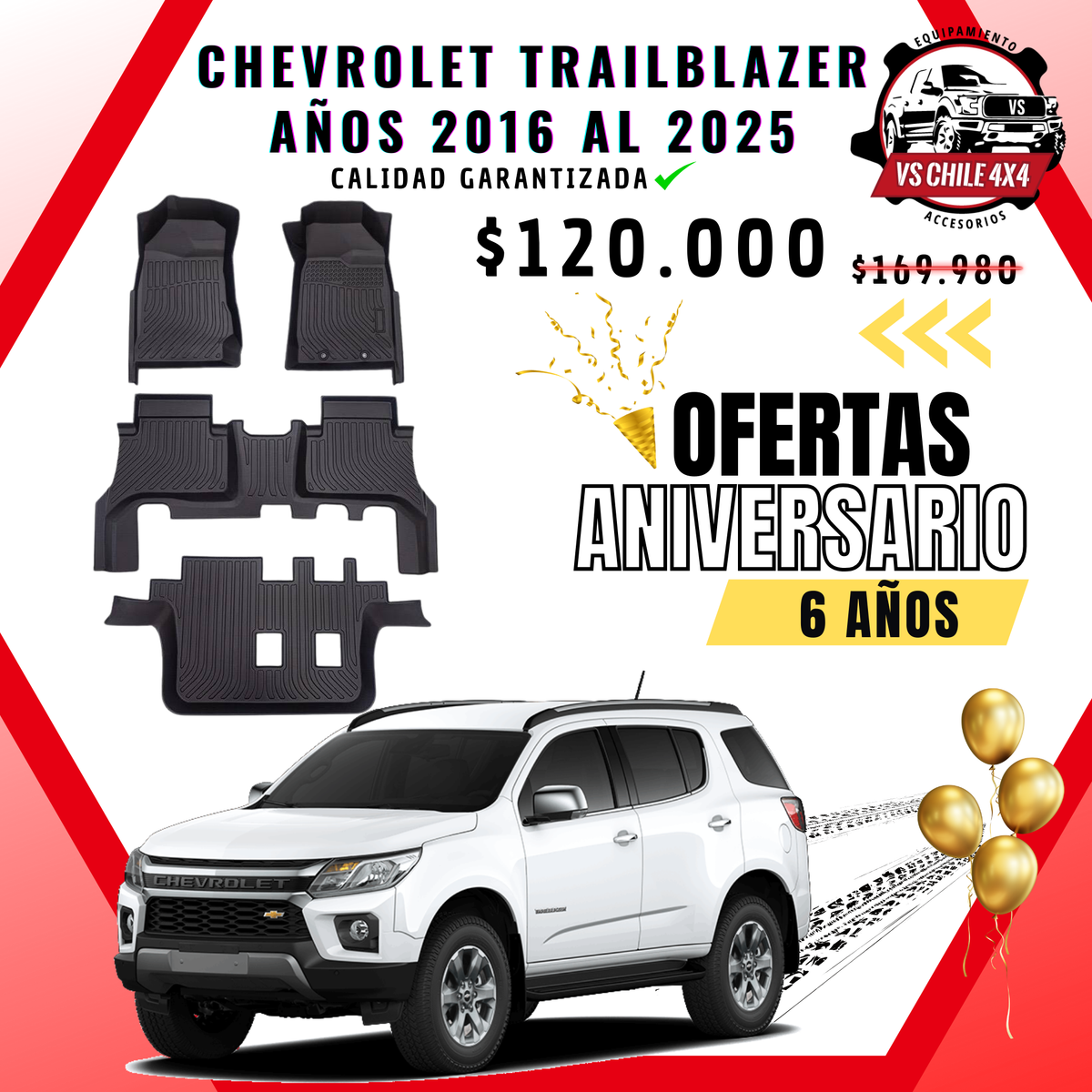 Pisos Calce Perfecto CHEVROLET TRAILBLAZER años 2016 al 2025