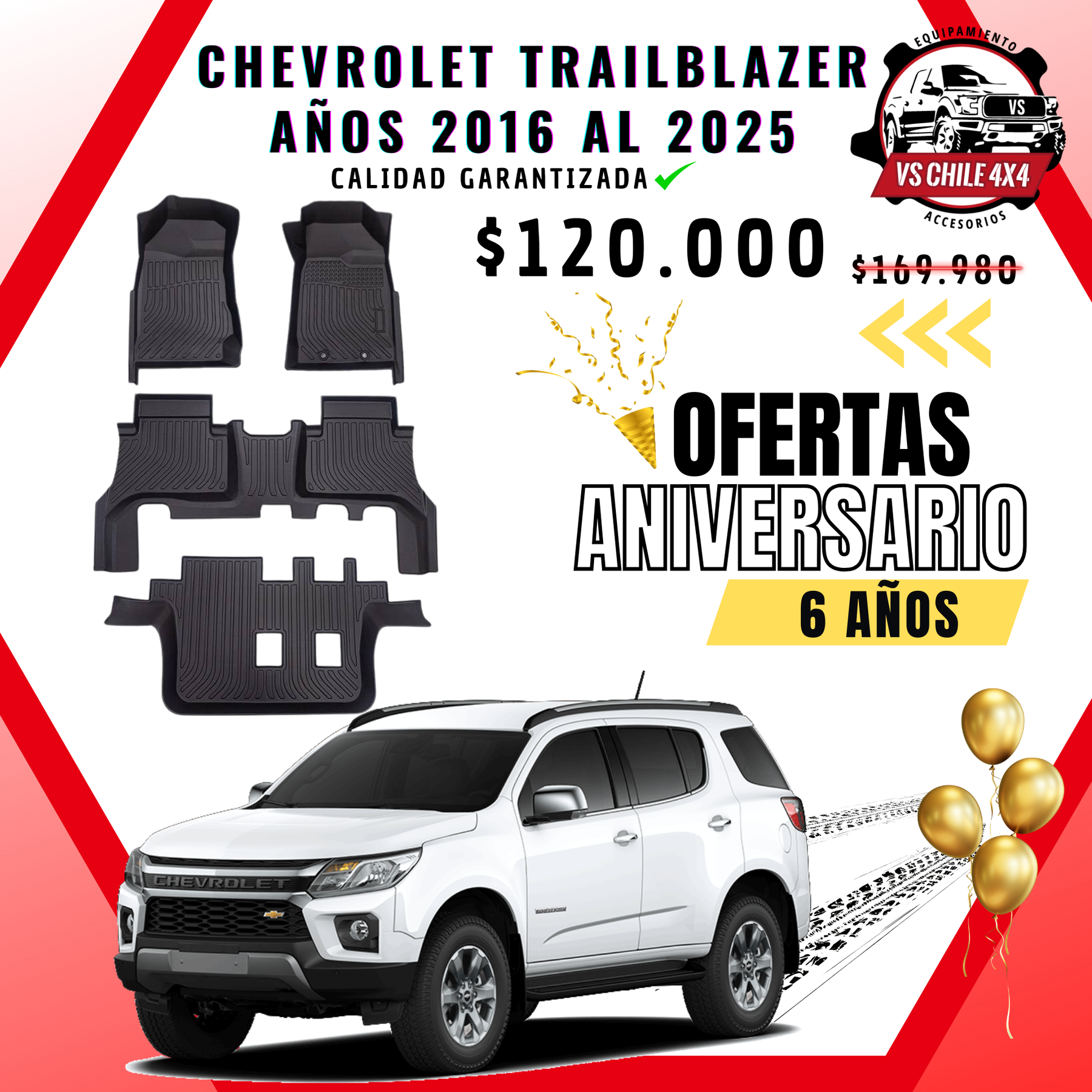 Pisos Calce Perfecto CHEVROLET TRAILBLAZER años 2016 al 2025