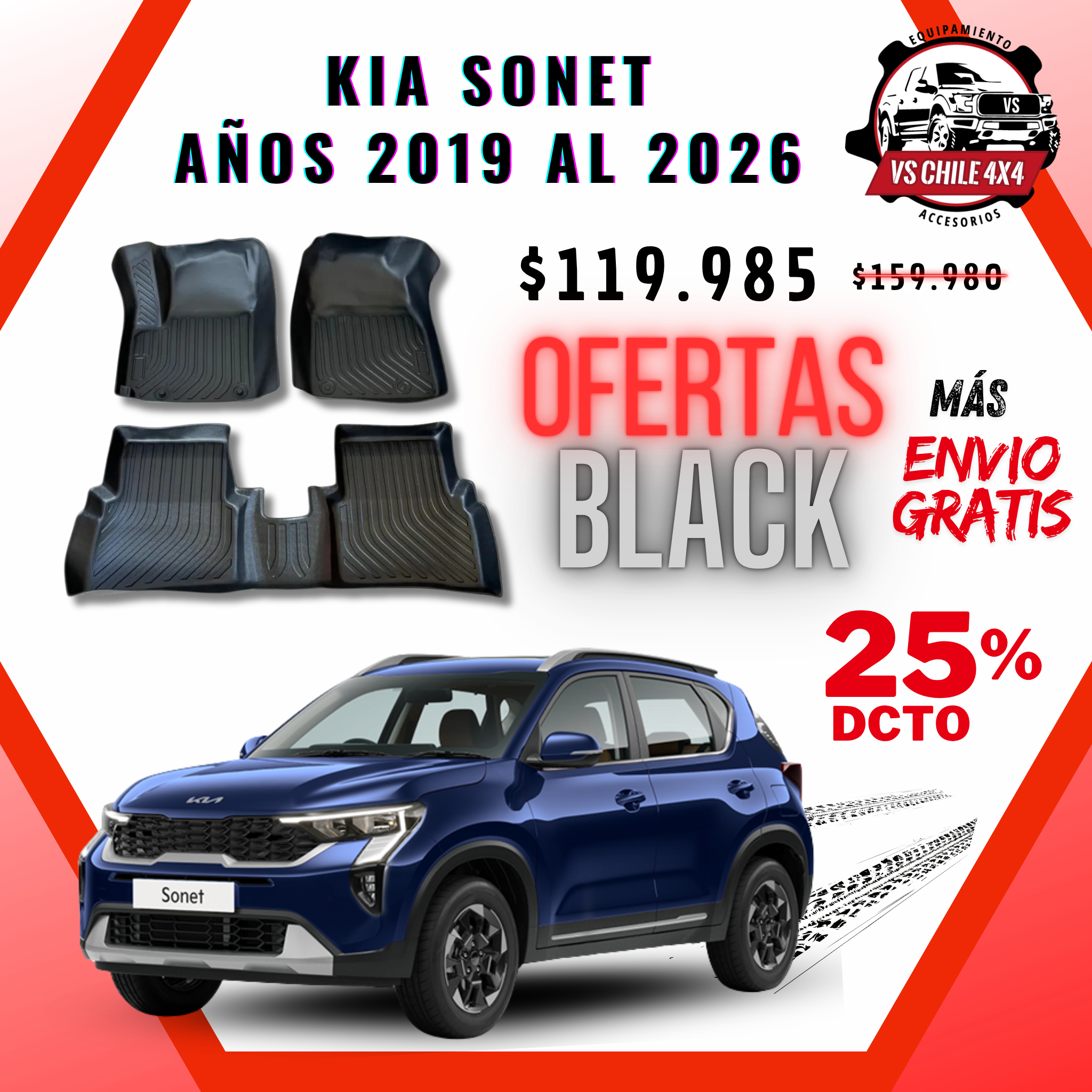 Pisos Calce Perfecto Kia Sonet (2019 - 2026)