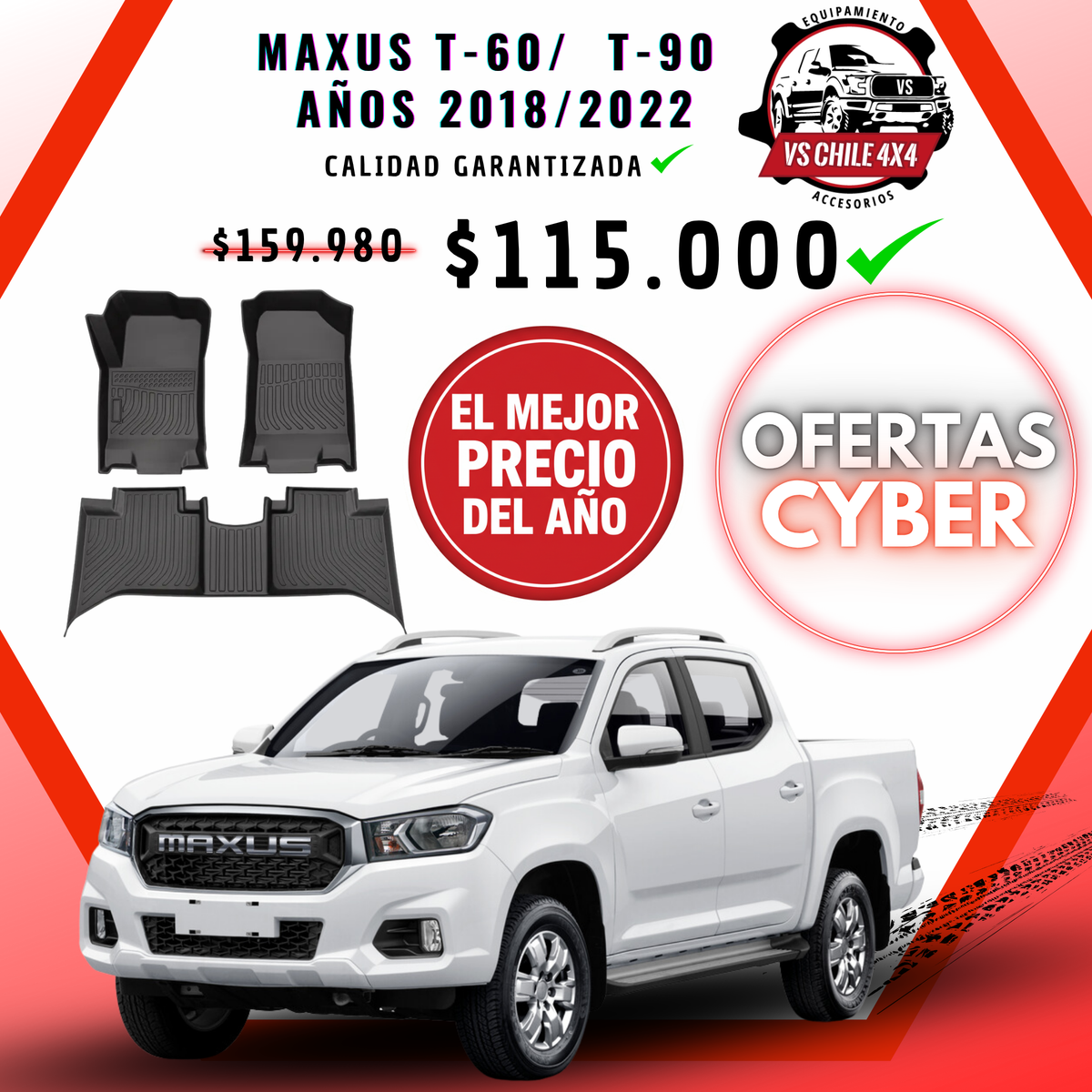 Pisos Calce Perfecto Maxus T60 / T90 Doble Cabina (2018 - 2022)