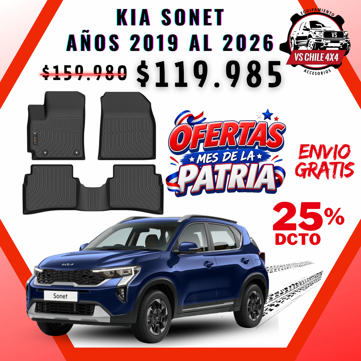 Pisos Calce Perfecto Kia Sonet (2019 - 2026)