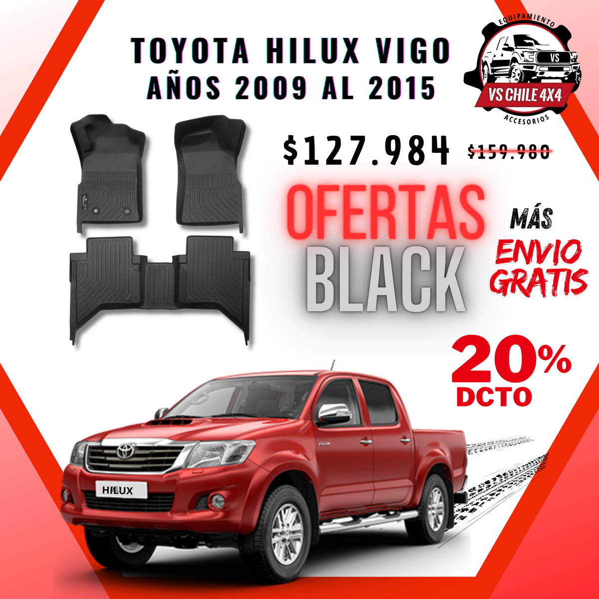 PISOS CALCE PERFECTO TOYOTA HILUX VIGO 2009 AL 2015