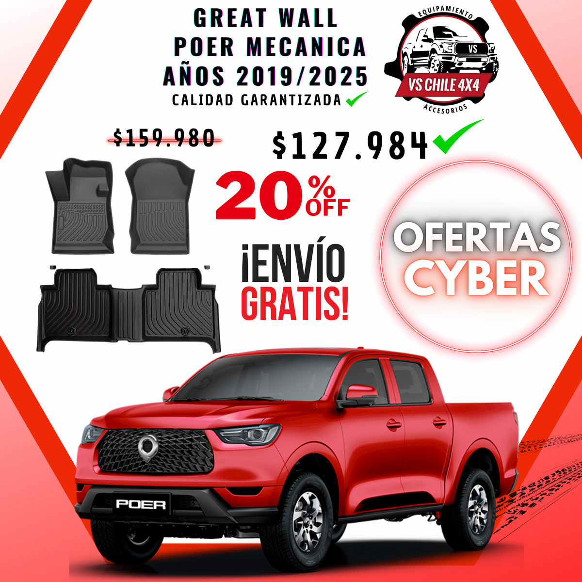 Pisos calce perfecto Great Wall Poer Transmisión Mecánica AÑOS 2019 AL 2025
