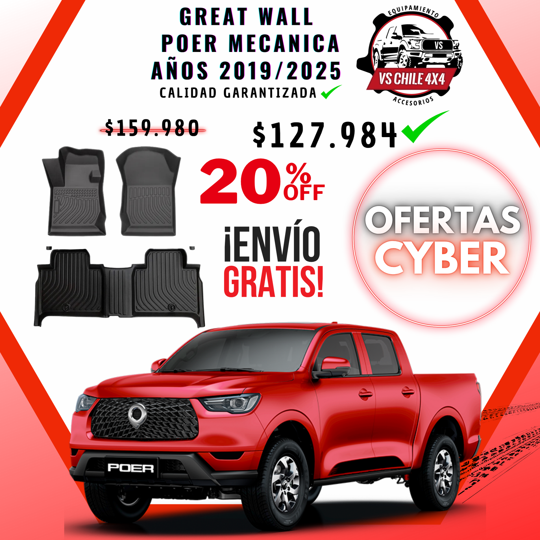 Pisos calce perfecto Great Wall Poer Transmisión Mecánica AÑOS 2019 AL 2025