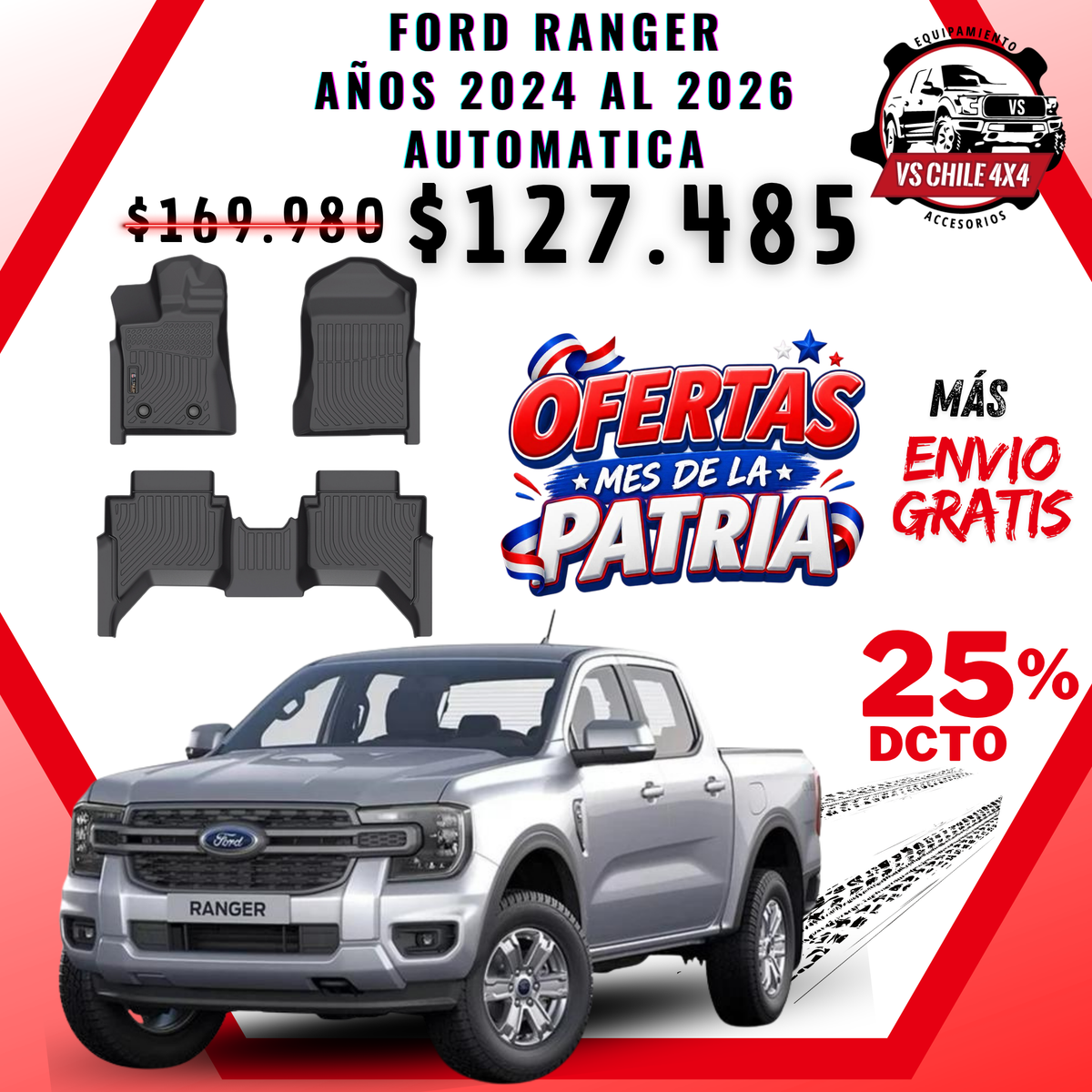 Pisos Calce Perfecto Ford Ranger T9 (2024 - 2026) Automatica