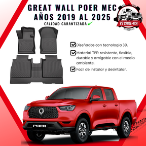 Pisos calce perfecto Great Wall Poer Transmisión Mecánica AÑOS 2019 AL 2025