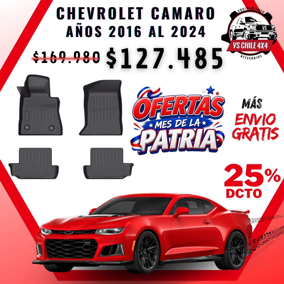 Pisos Calce Perfecto Chevrolet Camaro años 2016 al 2024