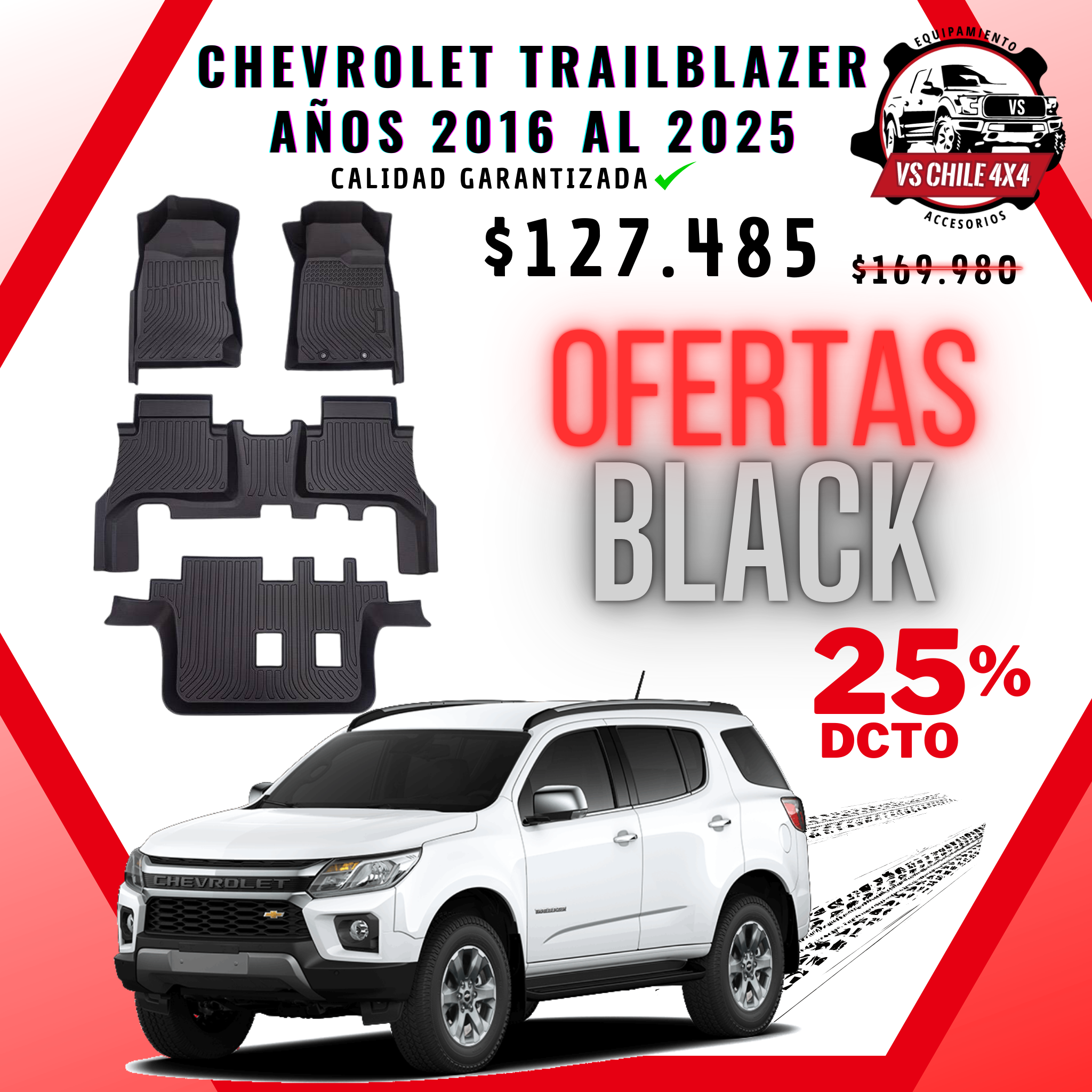 Pisos Calce Perfecto CHEVROLET TRAILBLAZER años 2016 al 2025