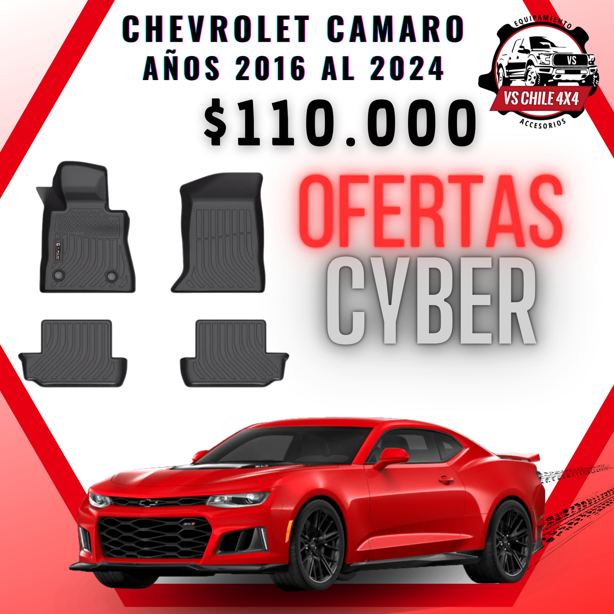 Pisos Calce Perfecto Chevrolet Camaro años 2016 al 2024