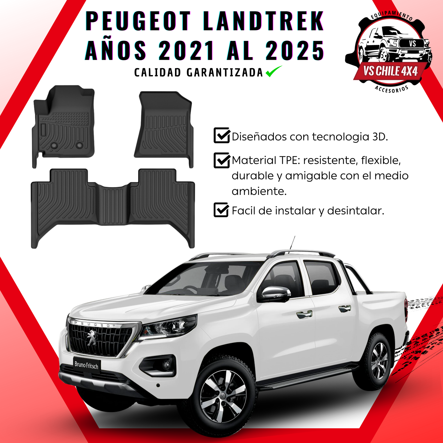 Pisos Calce Perfecto Peugeot Landtrek años 2021 al 2025