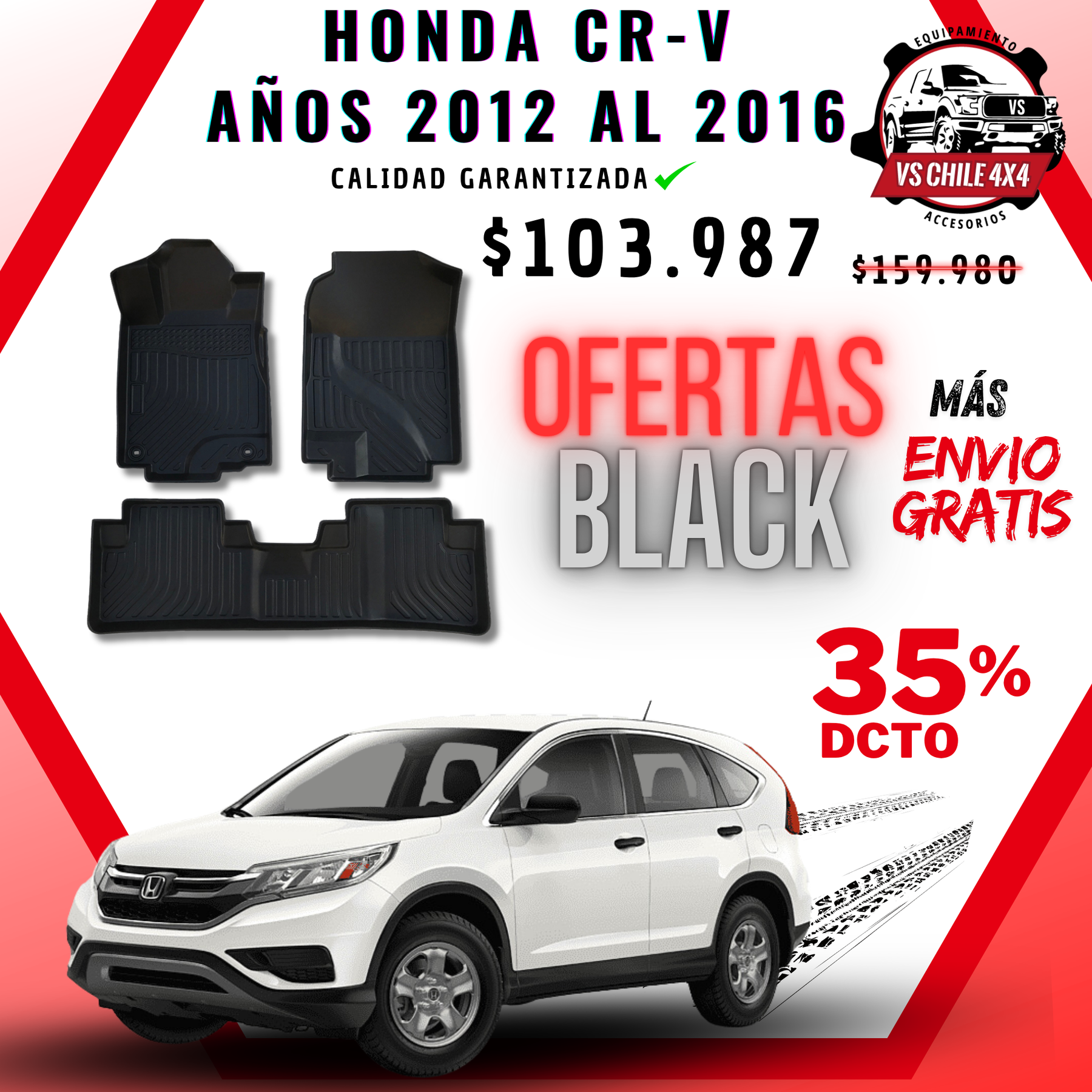 Pisos Calce Perfecto HONDA CRV CR-V años 2012 al 2016