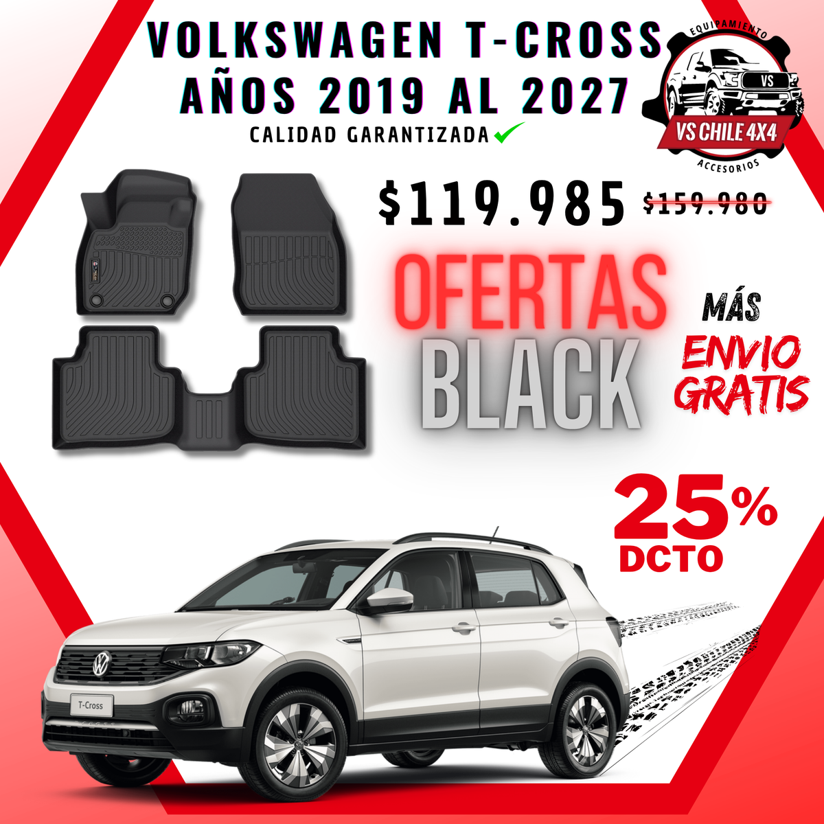 Pisos Calce Perfecto Volkswagen T-Cross (2019 - 2027)