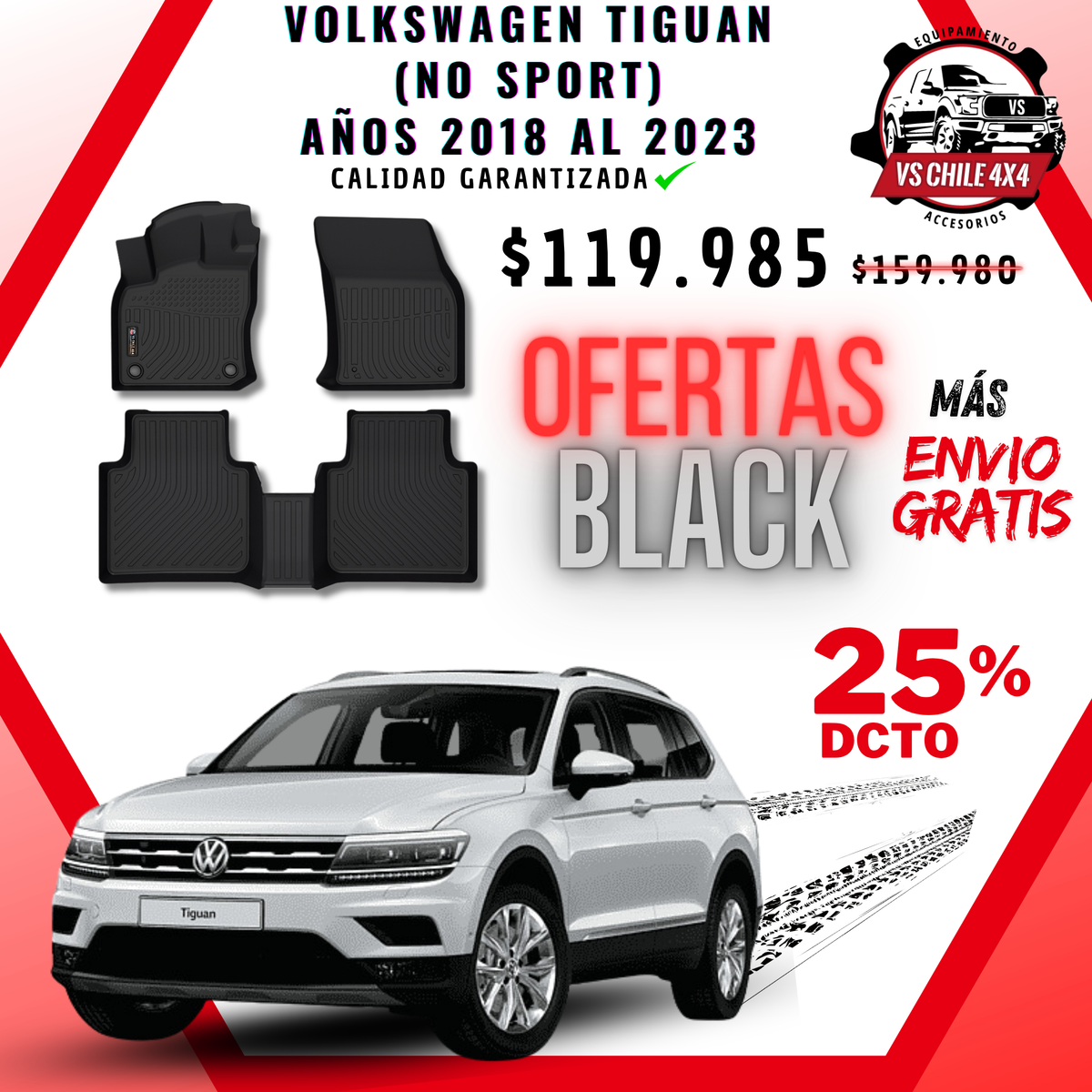 Pisos Calce Perfecto VOLKSWAGEN TIGUAN años 2018 al 2023 (No Sport)