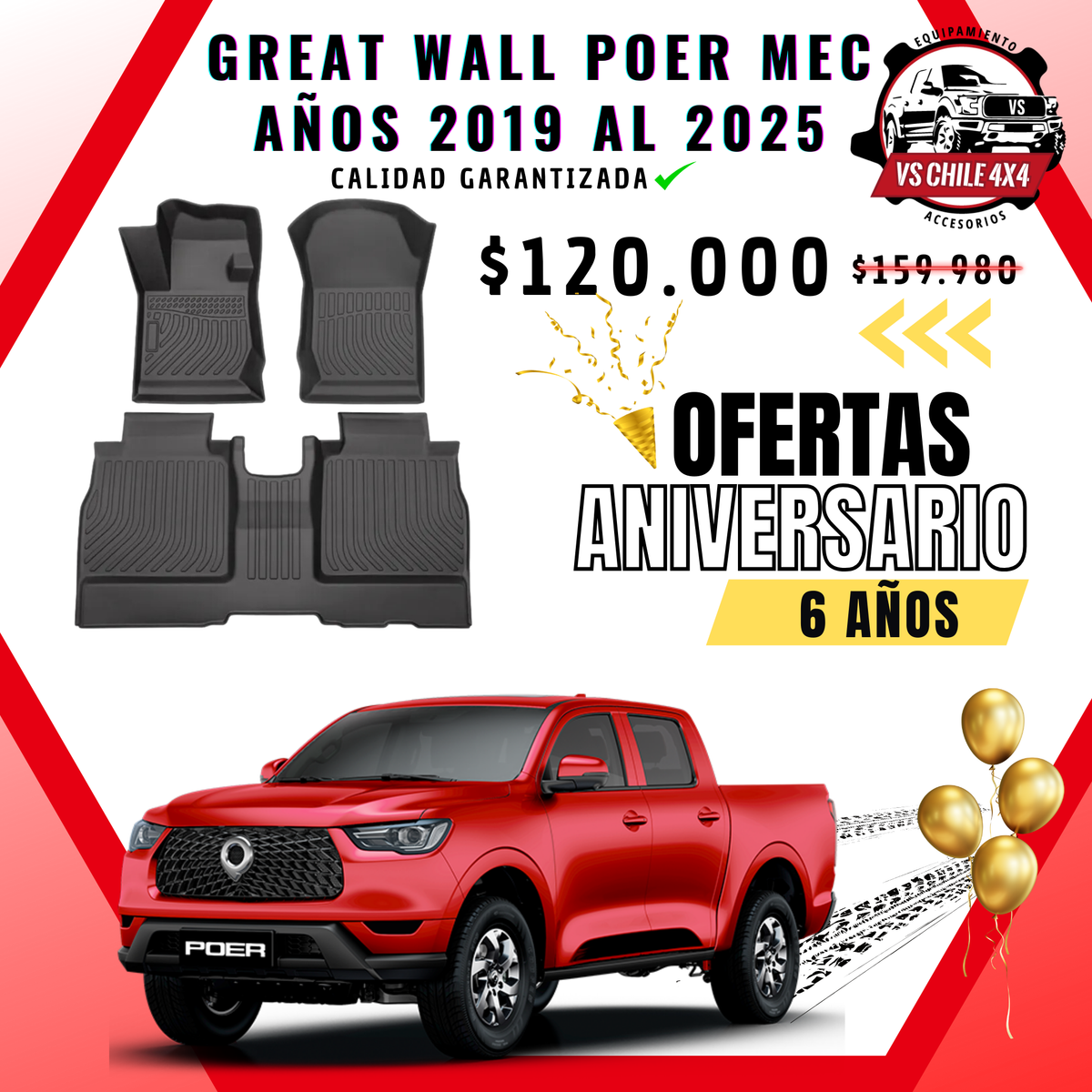 Pisos calce perfecto Great Wall Poer Transmisión Mecánica AÑOS 2019 AL 2025
