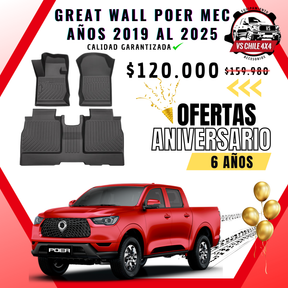 Pisos calce perfecto Great Wall Poer Transmisión Mecánica AÑOS 2019 AL 2025