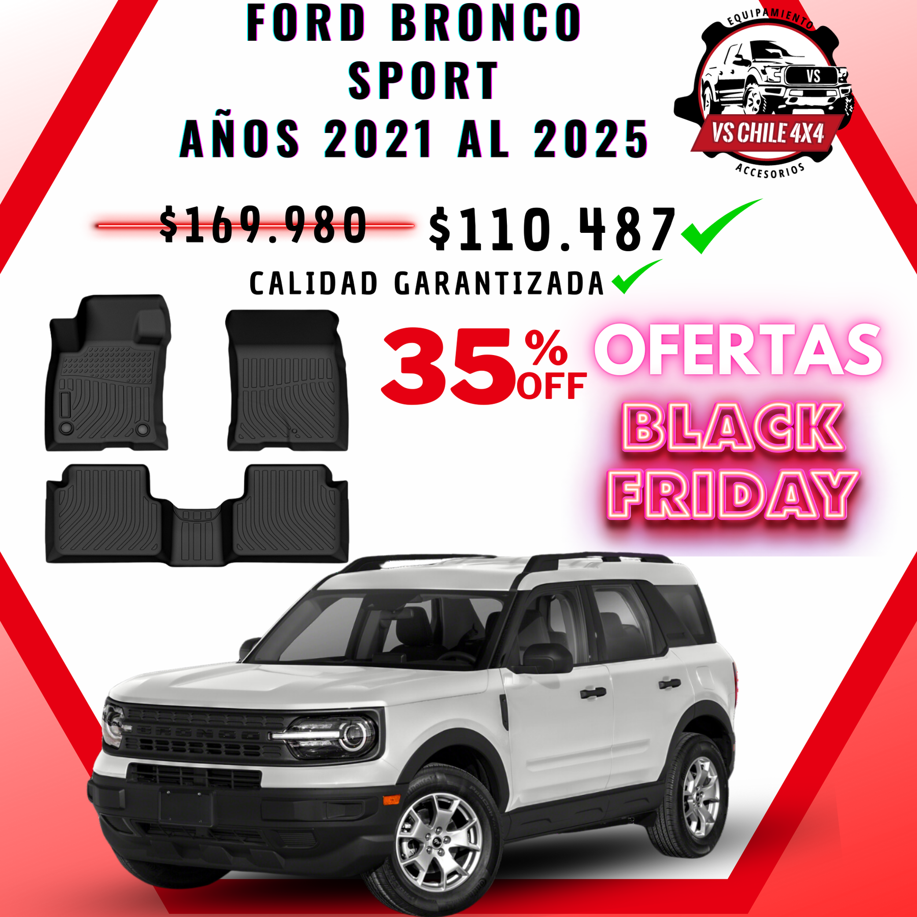 Pisos Calce Perfecto Ford Bronco Sport años 2021 al 2025