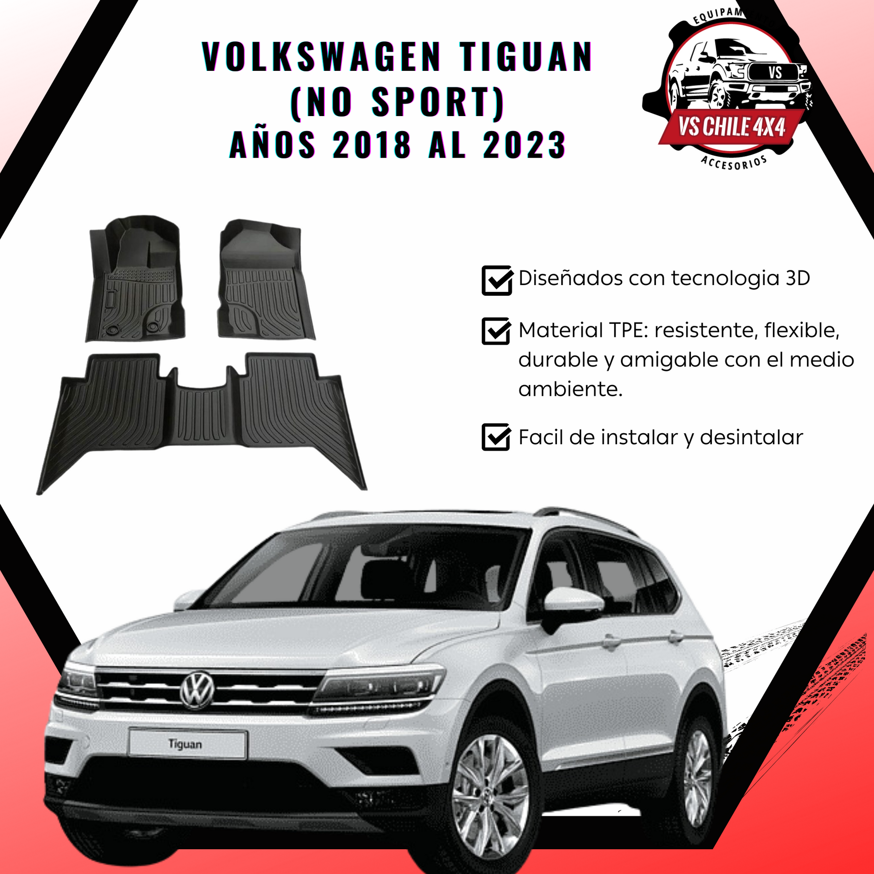 Pisos Calce Perfecto VOLKSWAGEN TIGUAN años 2018 al 2023 (No Sport)