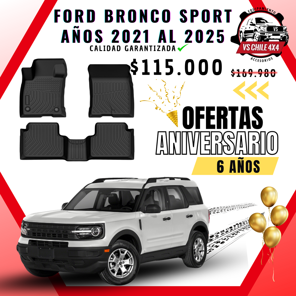 Pisos Calce Perfecto Ford Bronco Sport años 2021 al 2025