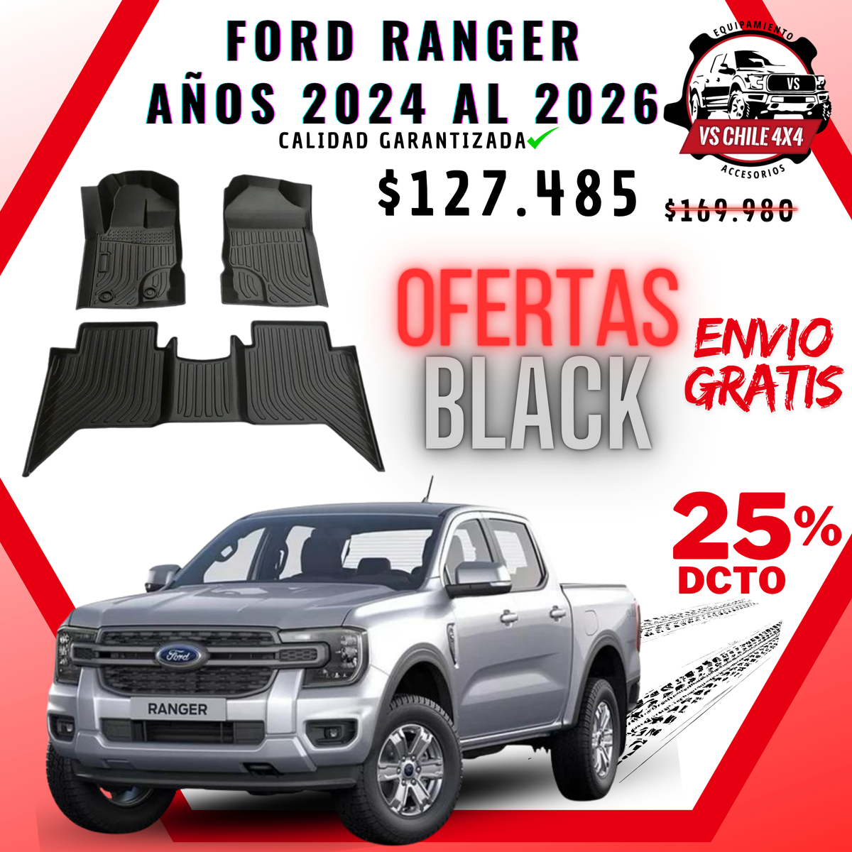 Pisos Calce Perfecto Ford Ranger T9 (2024 - 2026)