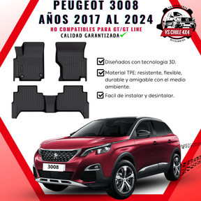Pisos Calce Perfecto PEUGEOT 3008 años 2017 al 2024 NO COMPATIBLE PARA GT / GTLINE