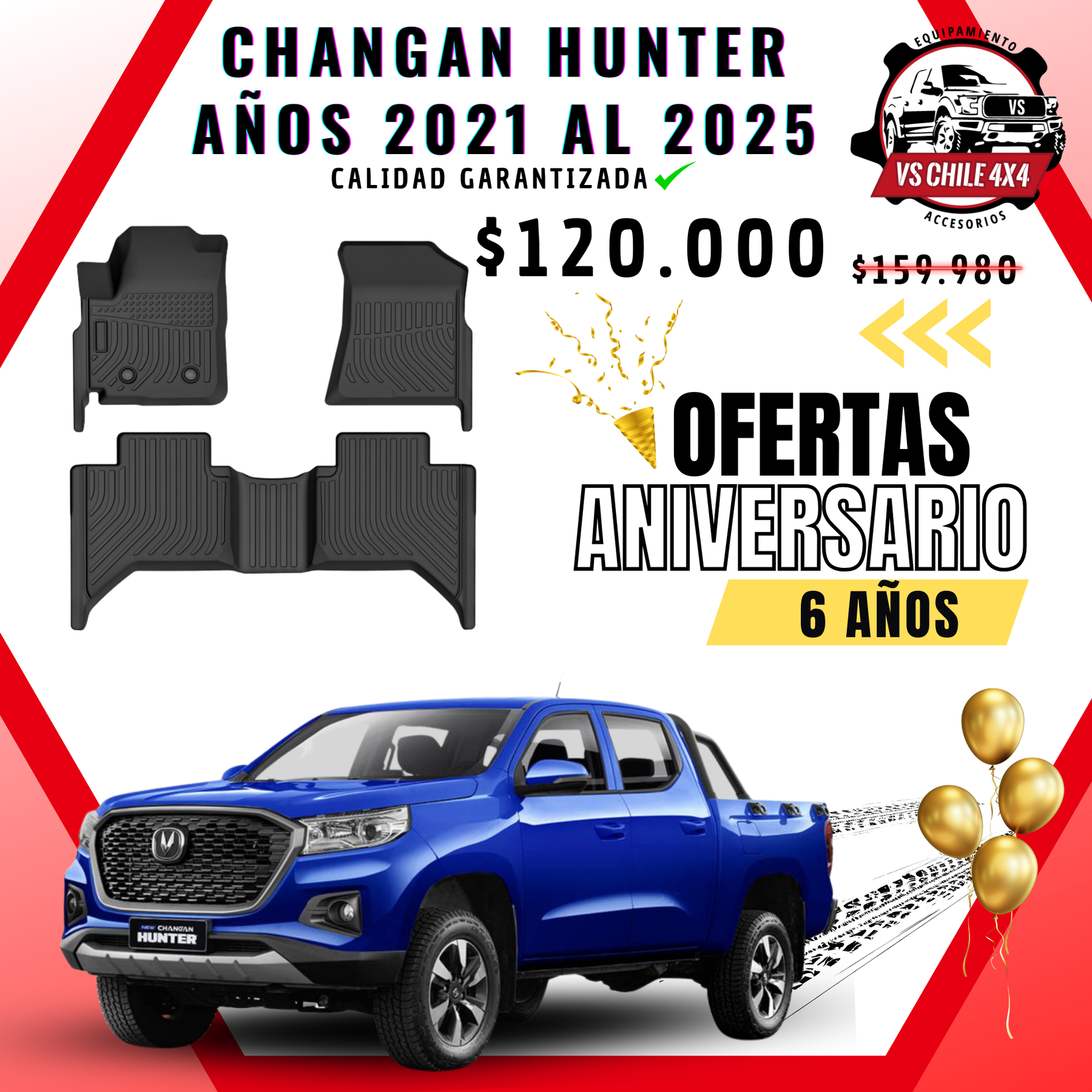 Pisos Calce Perfecto Changan Hunter años 2021 al 2025