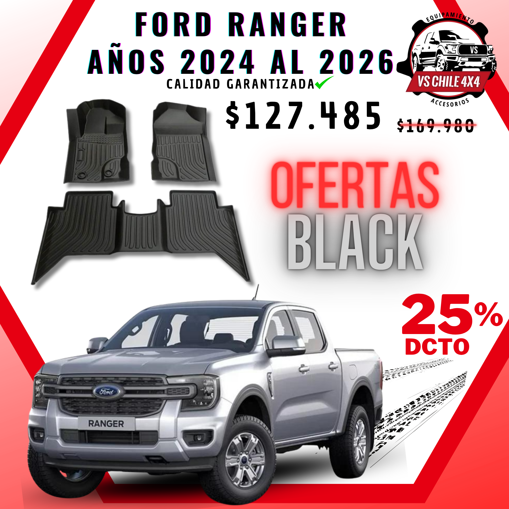 Pisos Calce Perfecto Ford Ranger T9 (2024 - 2026)