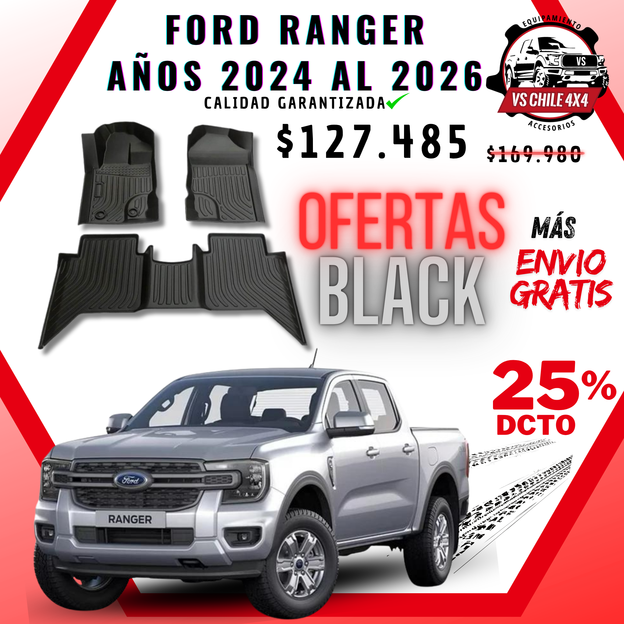 Pisos Calce Perfecto Ford Ranger T9 (2024 - 2026)