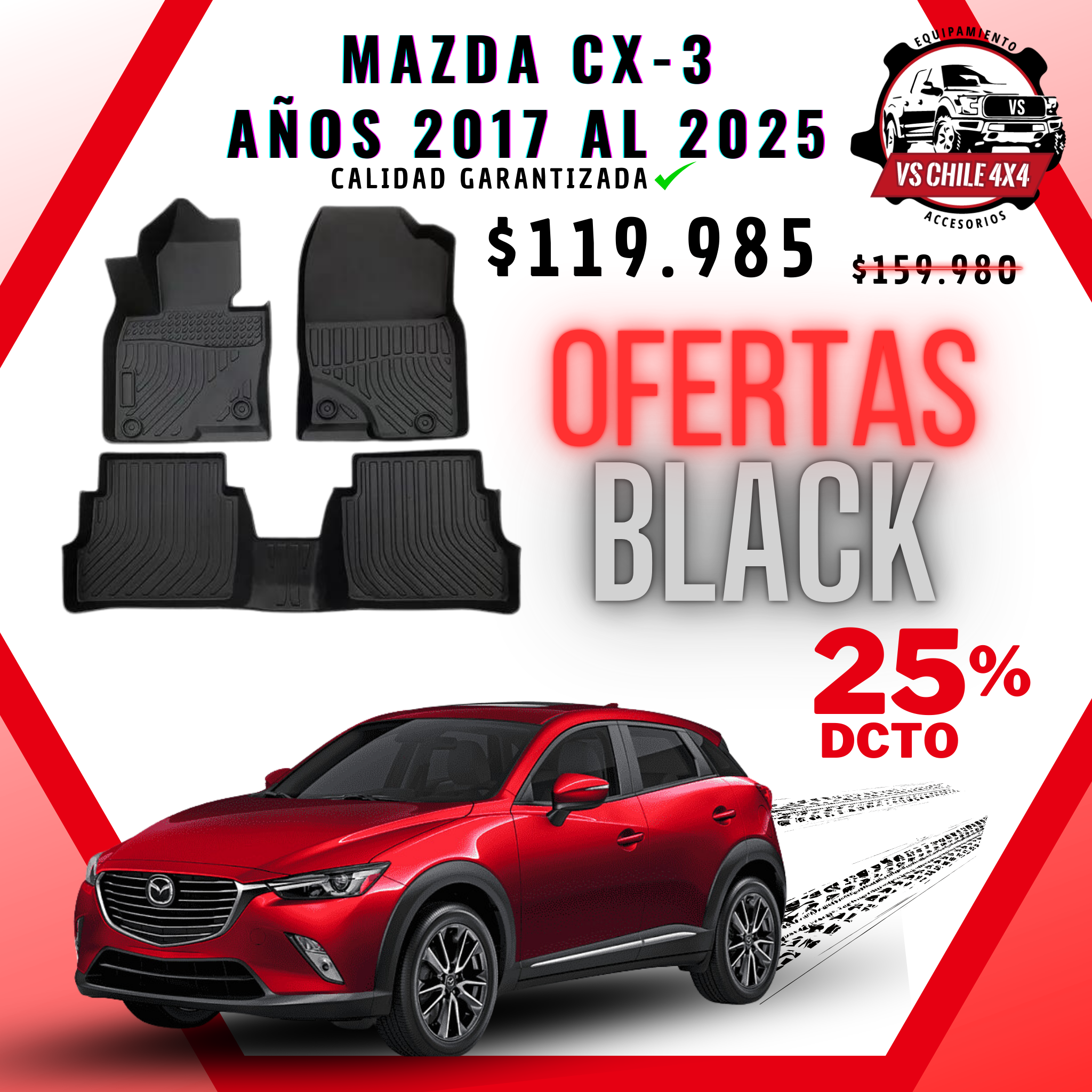 Pisos Calce Perfecto MAZDA CX-3 años 2017 al 2025