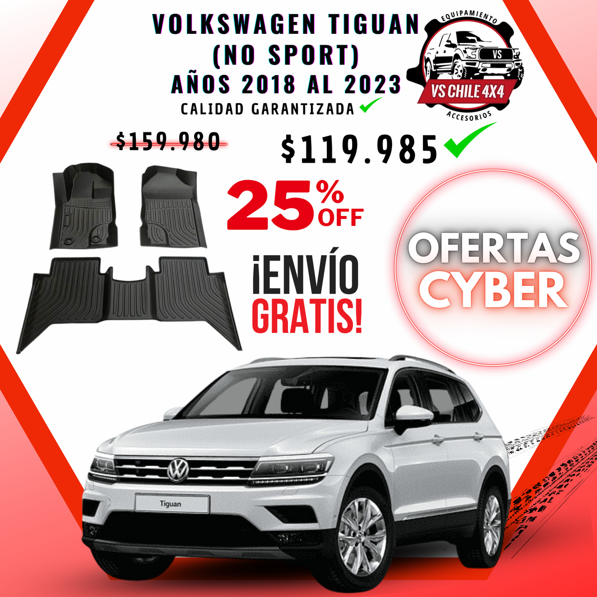 Pisos Calce Perfecto VOLKSWAGEN TIGUAN años 2018 al 2023 (No Sport)