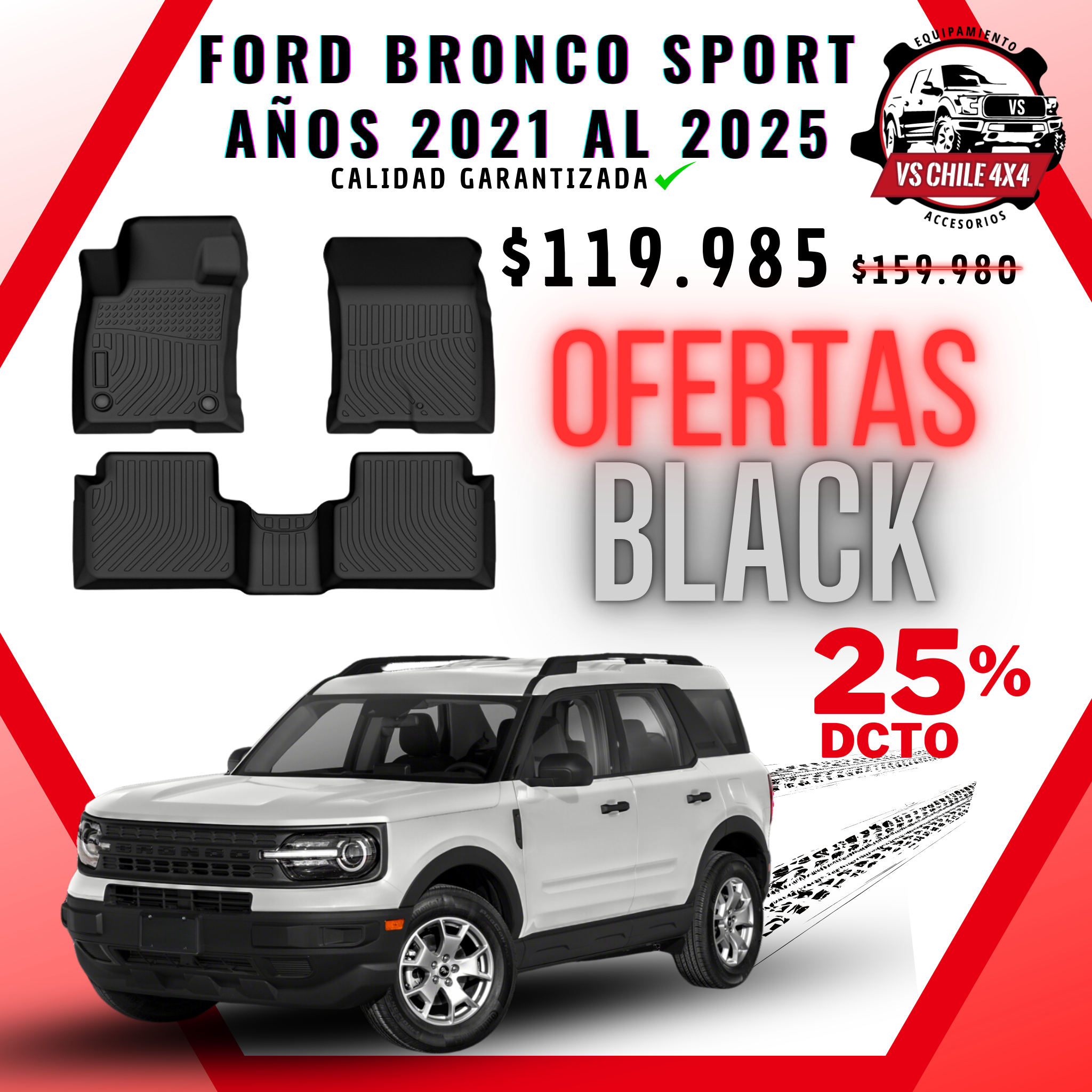 Pisos Calce Perfecto Ford Bronco Sport años 2021 al 2025