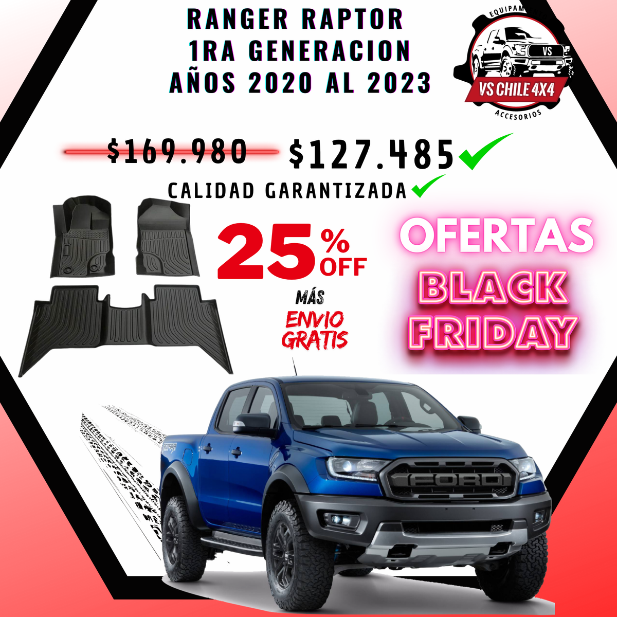 Pisos Calce Perfecto Ford Ranger Raptor 1ra Generacion